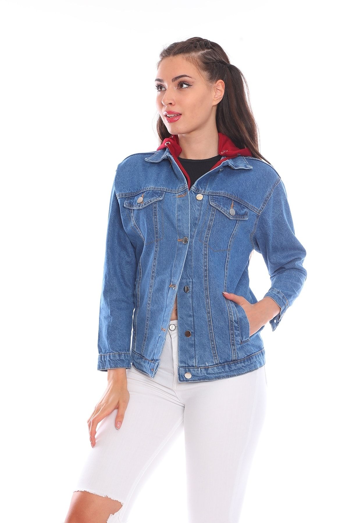 Veto Jeans Kadın Kırmızı Mavi Kot Ceket