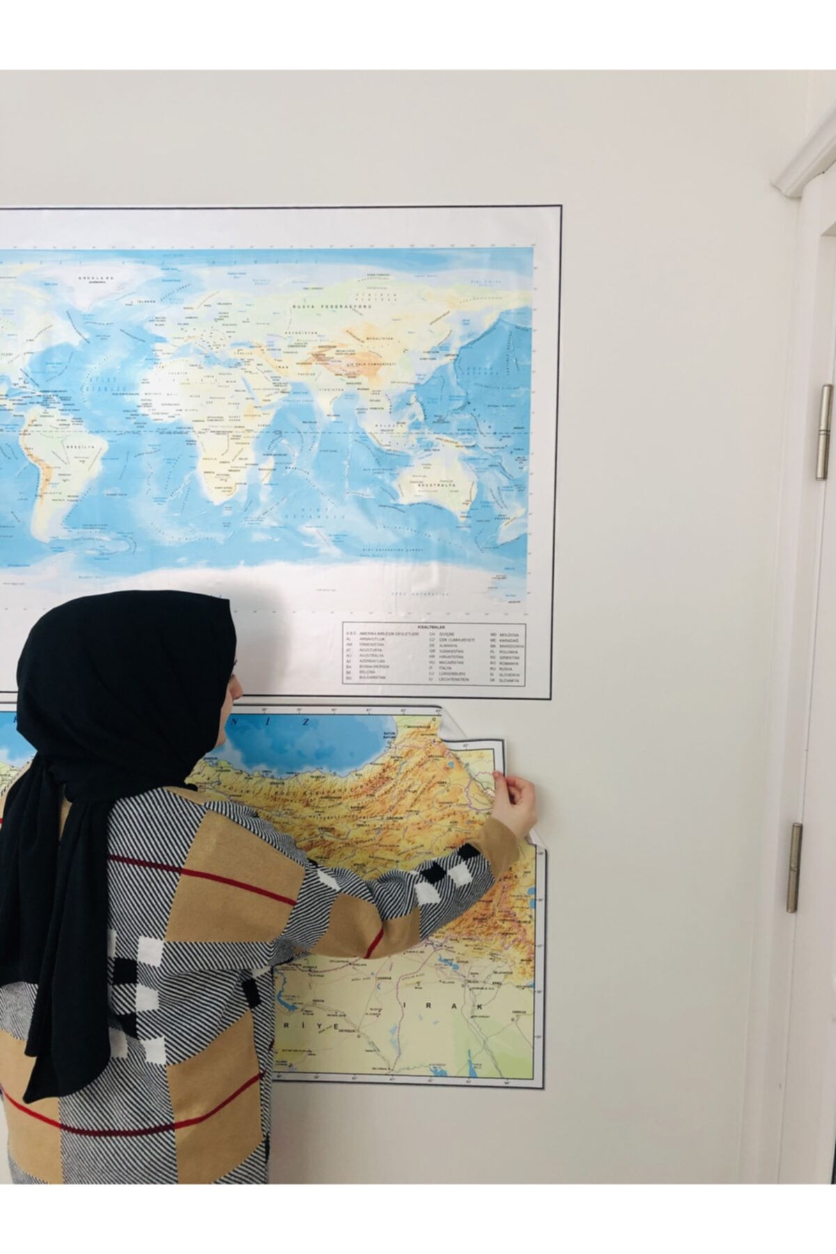 Tutunabilir Kağıt Türkiye Fikizi Ve Dünya Fiziki Haritası Seti Akıllı Kağıt Tahta Dekoratif Eğitim Amaçlı