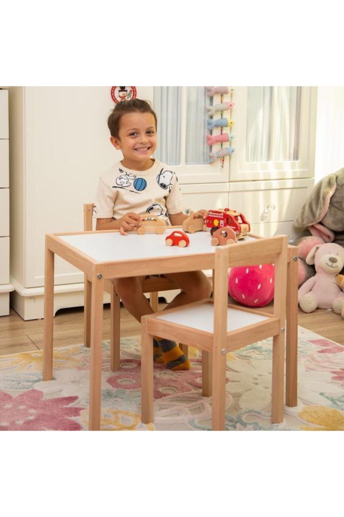 BEMİ Montessori Çoçuk Çalışma Masası Takımı - Natürel