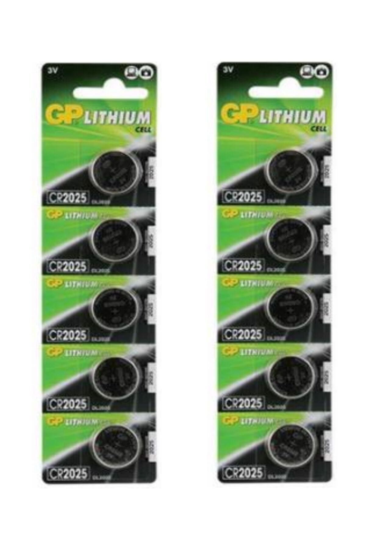 GP 10 Adet 3 Volt Cr2025 Lityum Düğme Para Pil(DL2025 BİOS-HAFIZA-OYUNCAK LİTHUM PİLİ)