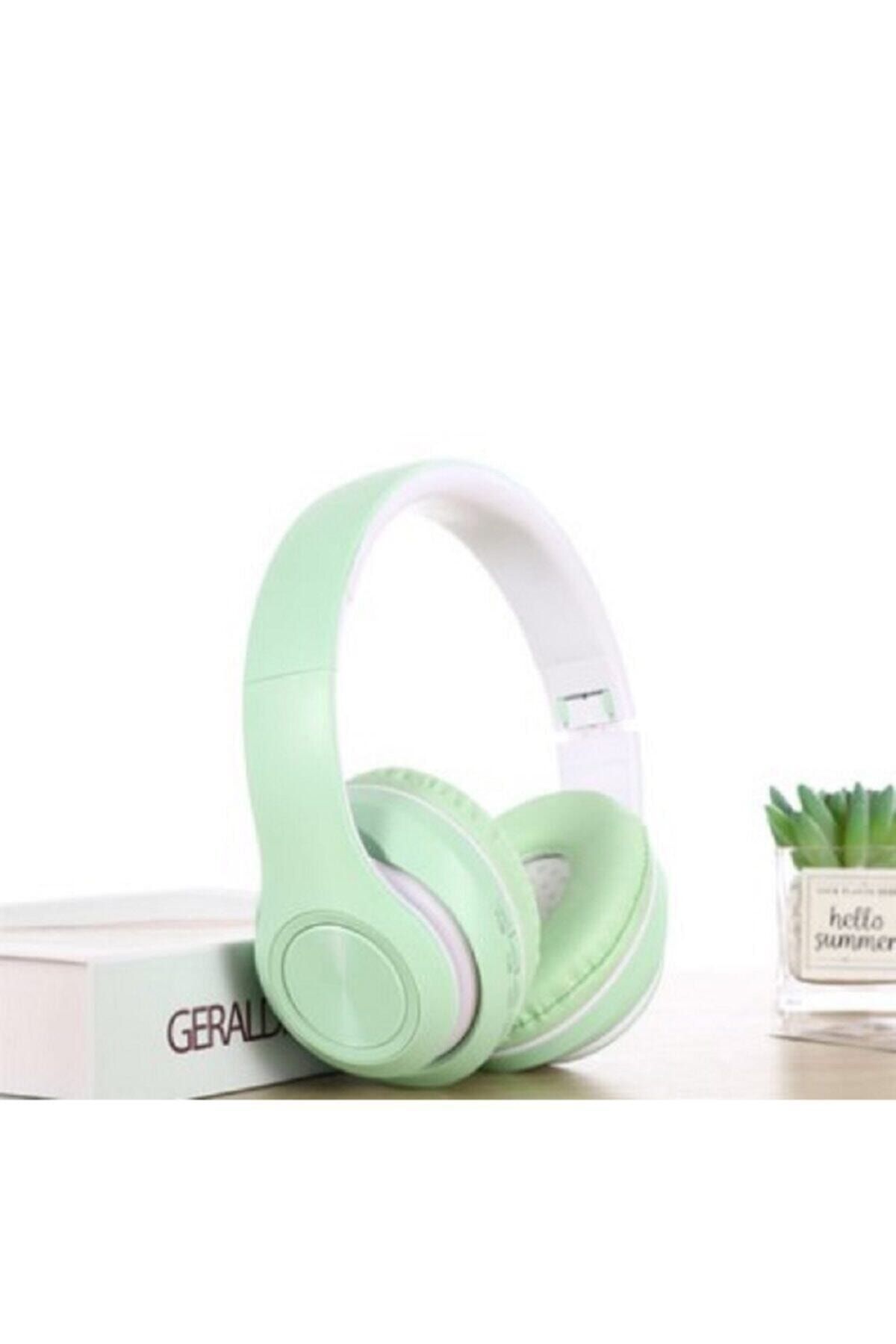 Genel Markalar Yeşil Macaron Set Bluetooth Kablosuz Stereo Kulaklık P33