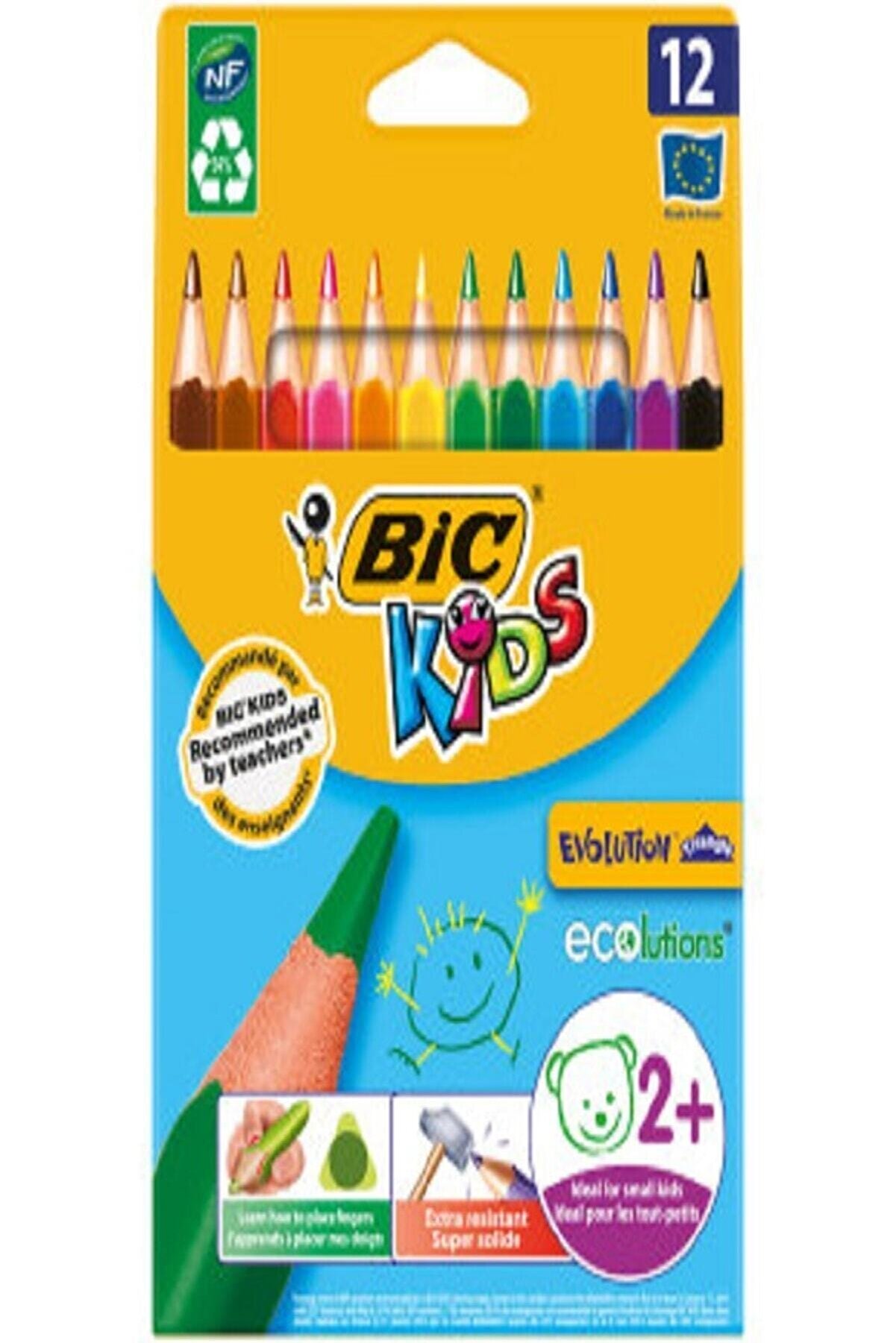 Bic Kuru Boya Kids Evolution Triangle Üçgen Jumbo Boya Kalemi 12 Renk T8052