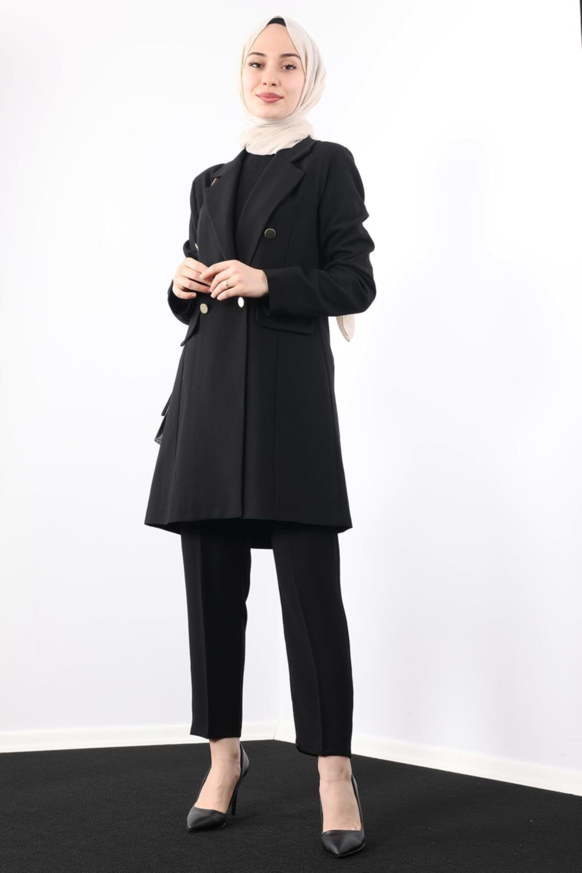 Giza Giyim Kadın Siyah Blazer Ceket Takım