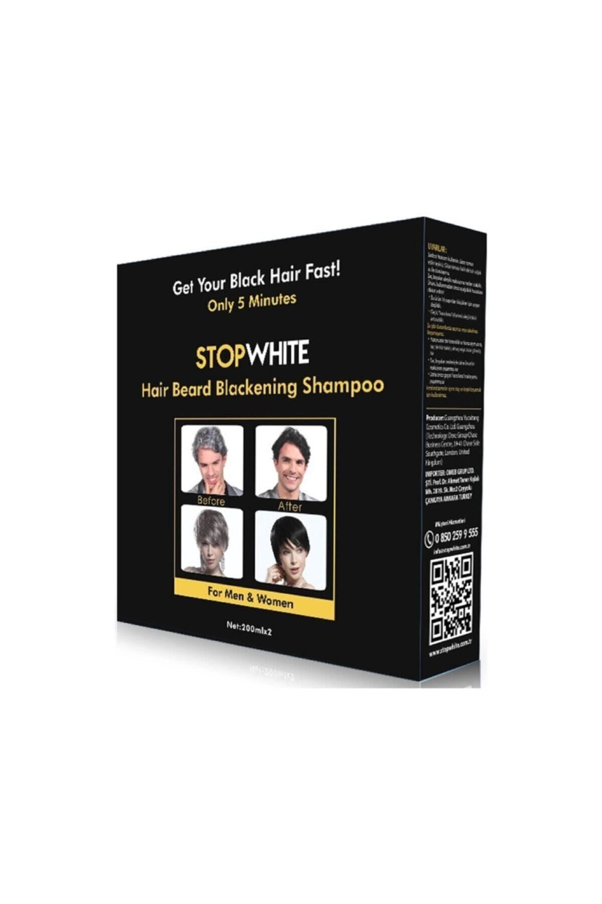 STOP WHITE Stopwhite Saç Sakal Siyahlaştırıcı Şampuan Seti 400 ml