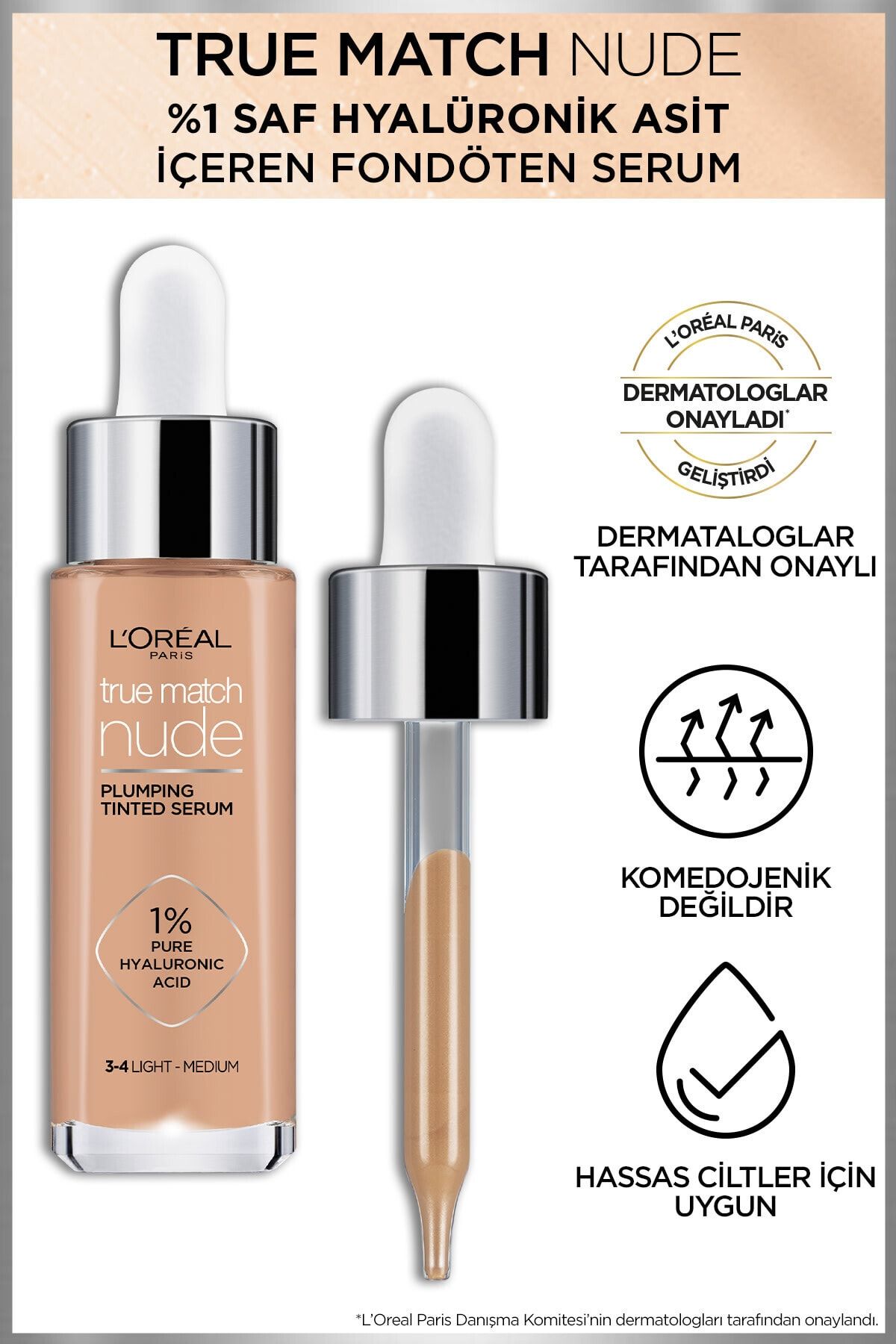 L'oréal Paris True Match Nude Fondöten Serum 3-4 Light Medium_3