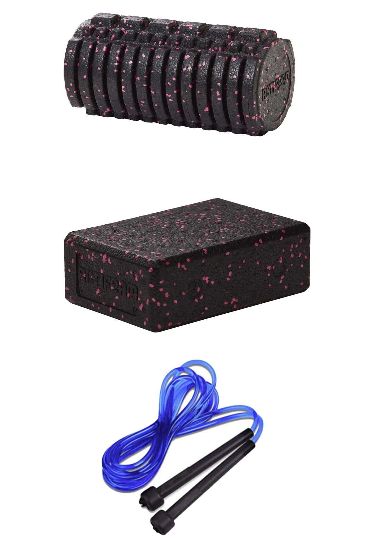 Tosima Tırtıklı Foam Roller Yoga Blok Ve Atlma Ipi Seti Pilates Yoga Ve Egzersiz Seti