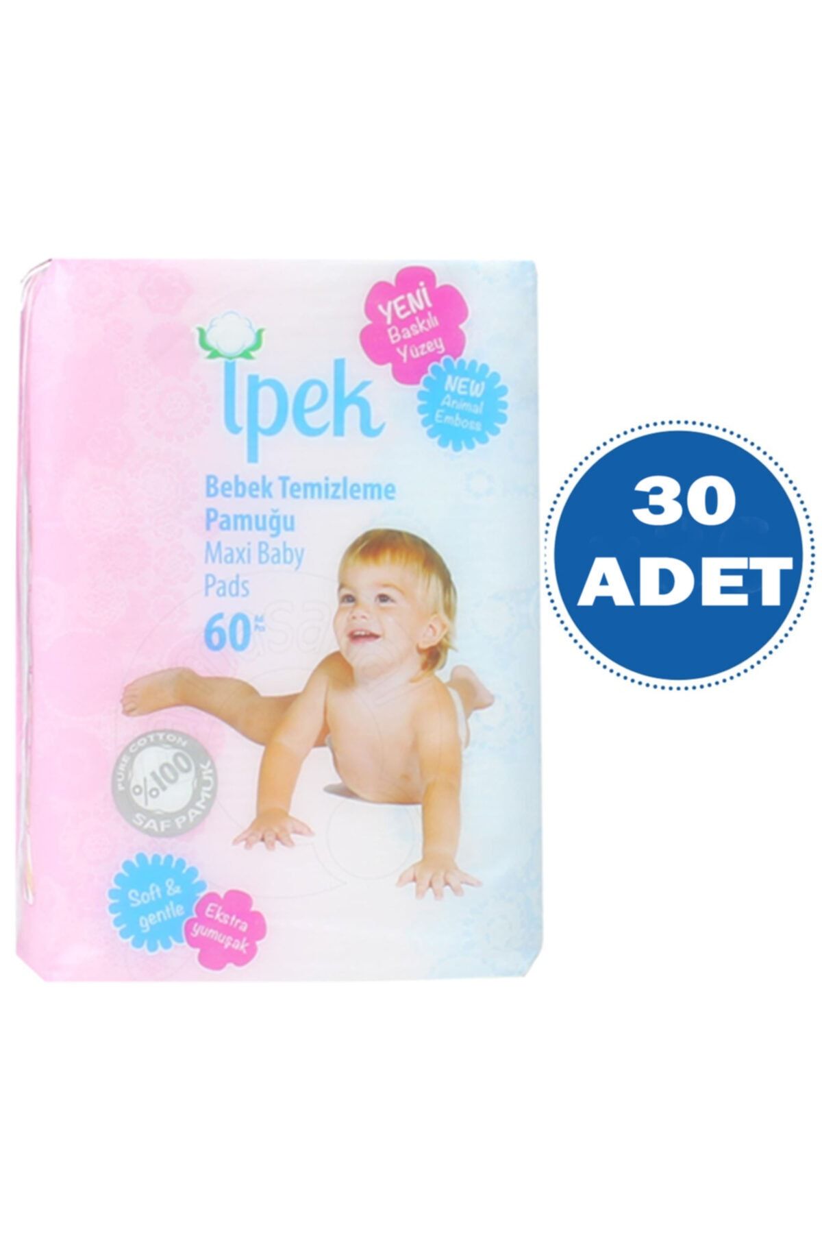 İpek Maxi 60 Adet Bebek Temizleme Pamuğu 30 Lu Paket