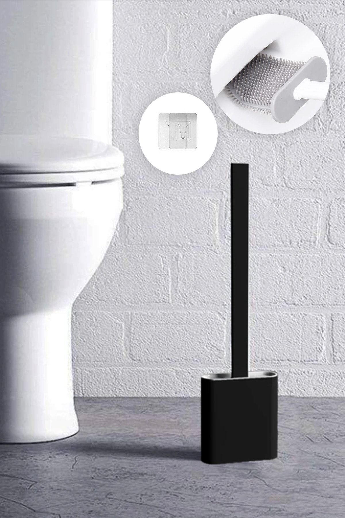 Anadolu Saray Çarşısı Siyah Renk Silikon Tuvalet Fırçası | Bükülebilir Pratik Silikon Wc Klozet Fırçası