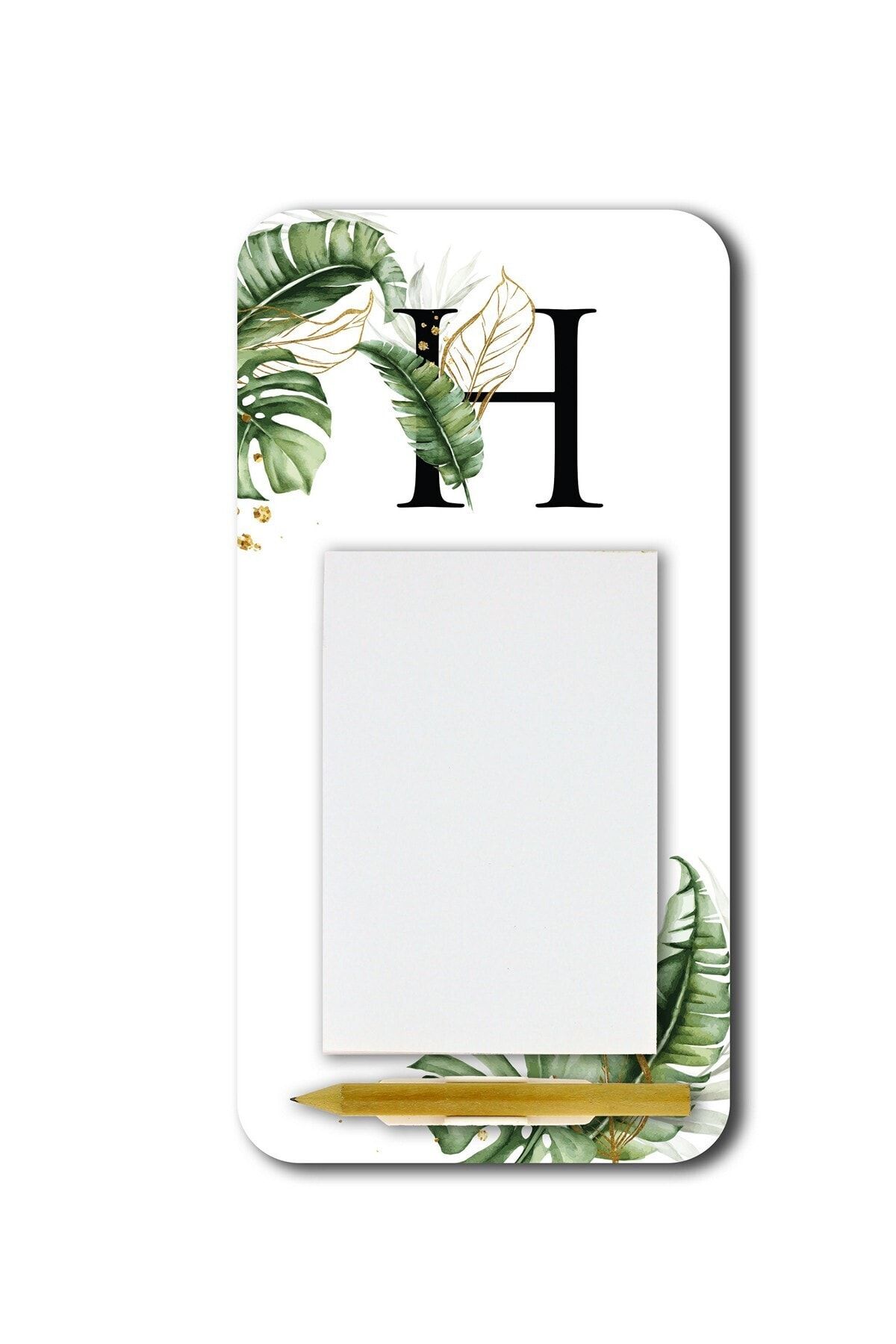 WuW Tropik Desenli H Harfli Magnetli Kalemli Notluk Buzdolabı Magneti