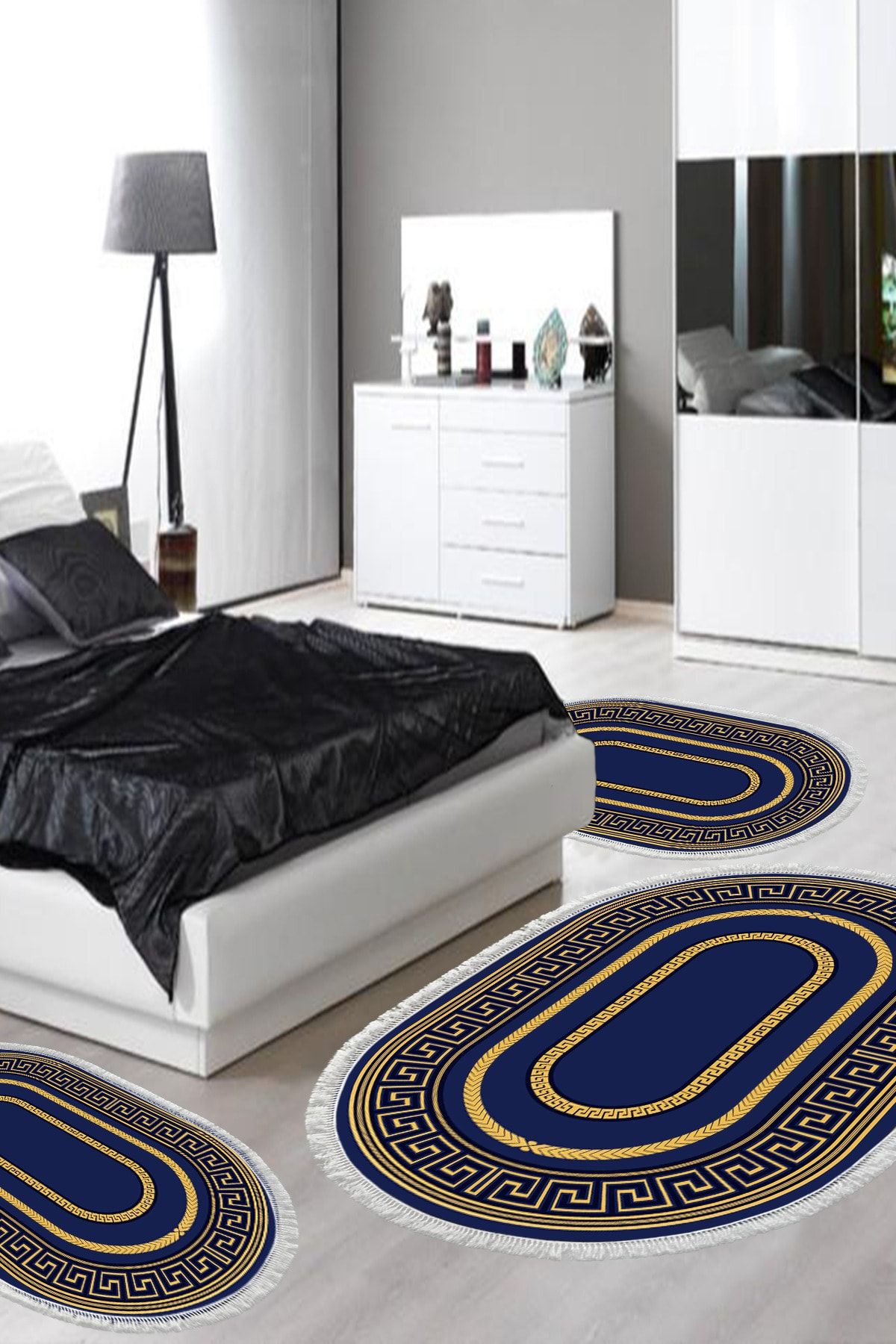 Alanur Home Eko Trend Djt Yıkanabilir Kaymaz Taban Oval 3 Lü Yatak Odası Takımı 651m Modern Gold