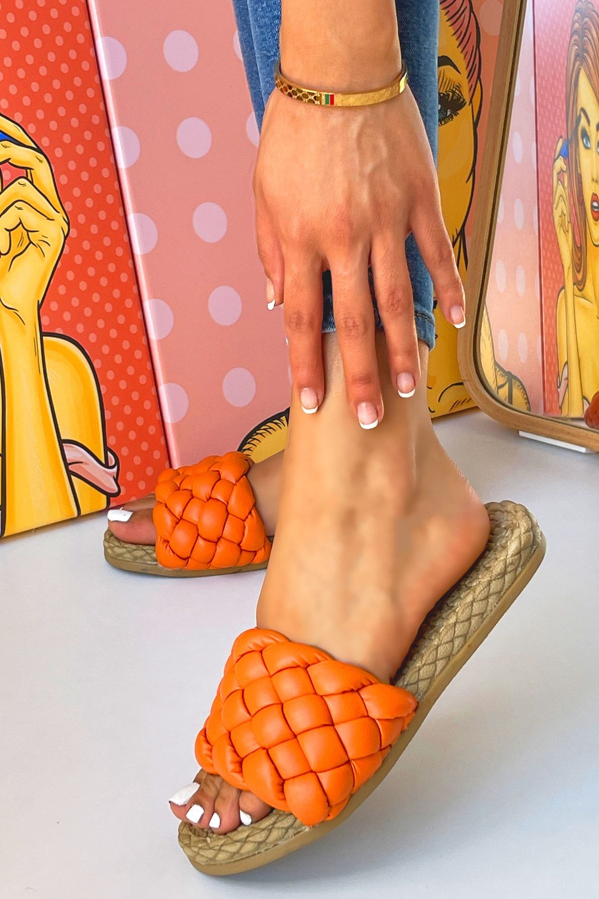 Pembe Potin Kadın Orange Sandalet