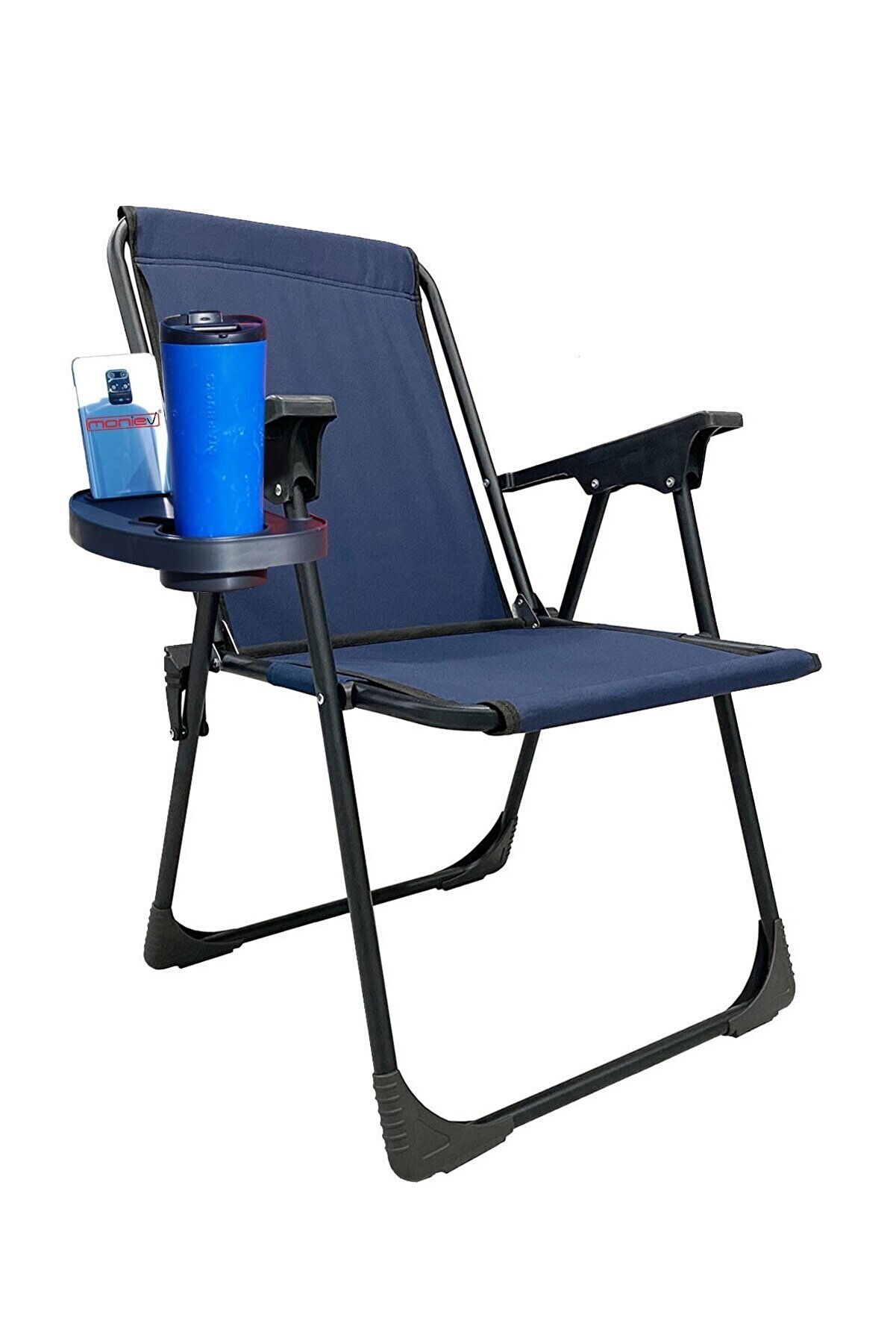 moniev Katlanır Kamp Sandalyesi Piknik Koltuğu Plaj Şezlongu Oval Bardaklıklı Lacivert