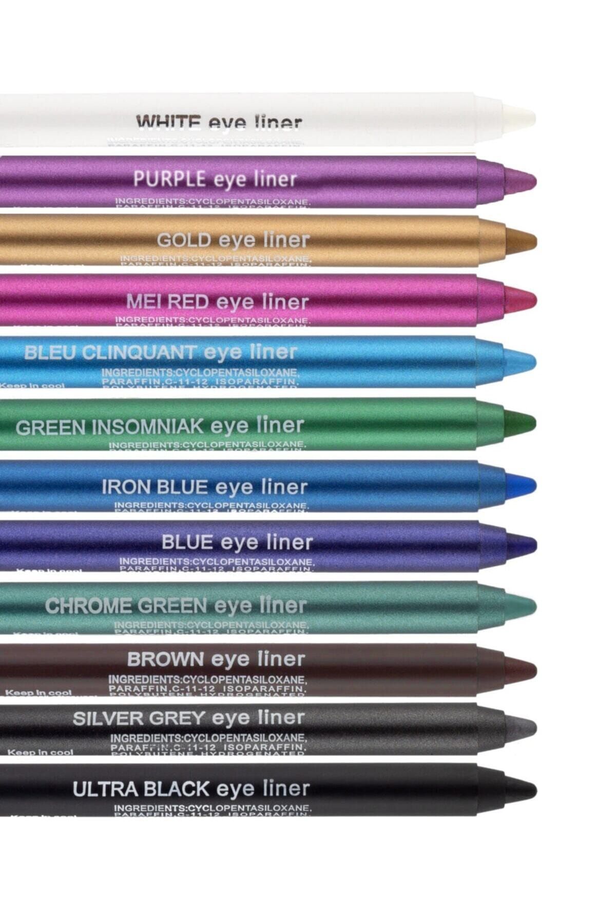Genel Markalar 12 Renkli Neon Eyeliner Yağlı Göz Kalemi Seti 12'lineon Eyeliner