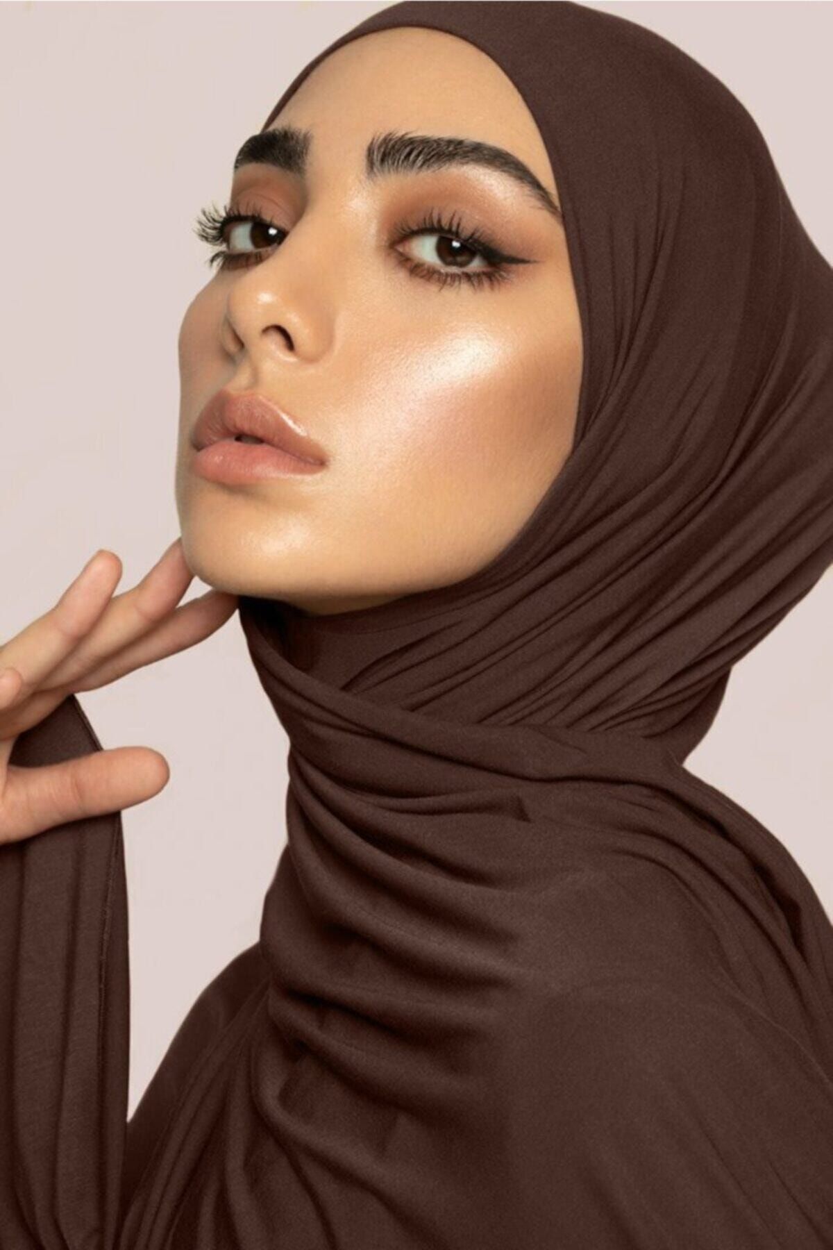 FEBİHA Kadın Tesettür Acı Kahve Penye Şal, Eşarp Modeli - Shawl Lycra Hijab