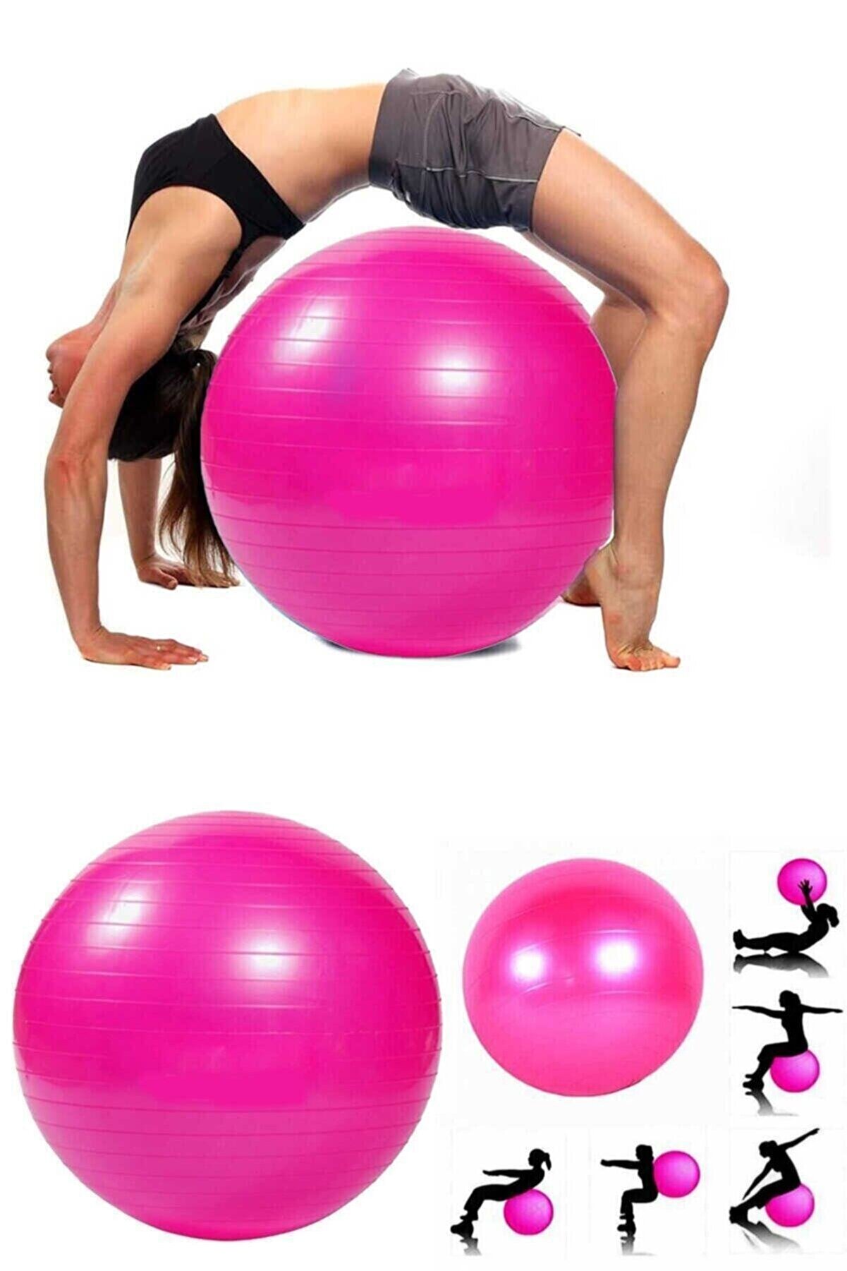 Oliva Nero 65 Cm Fitilli Pilates Topu Ve Pompa Seti Plates Denge Yoga Spor Egzersiz Top Jimnastik Fitness Gym