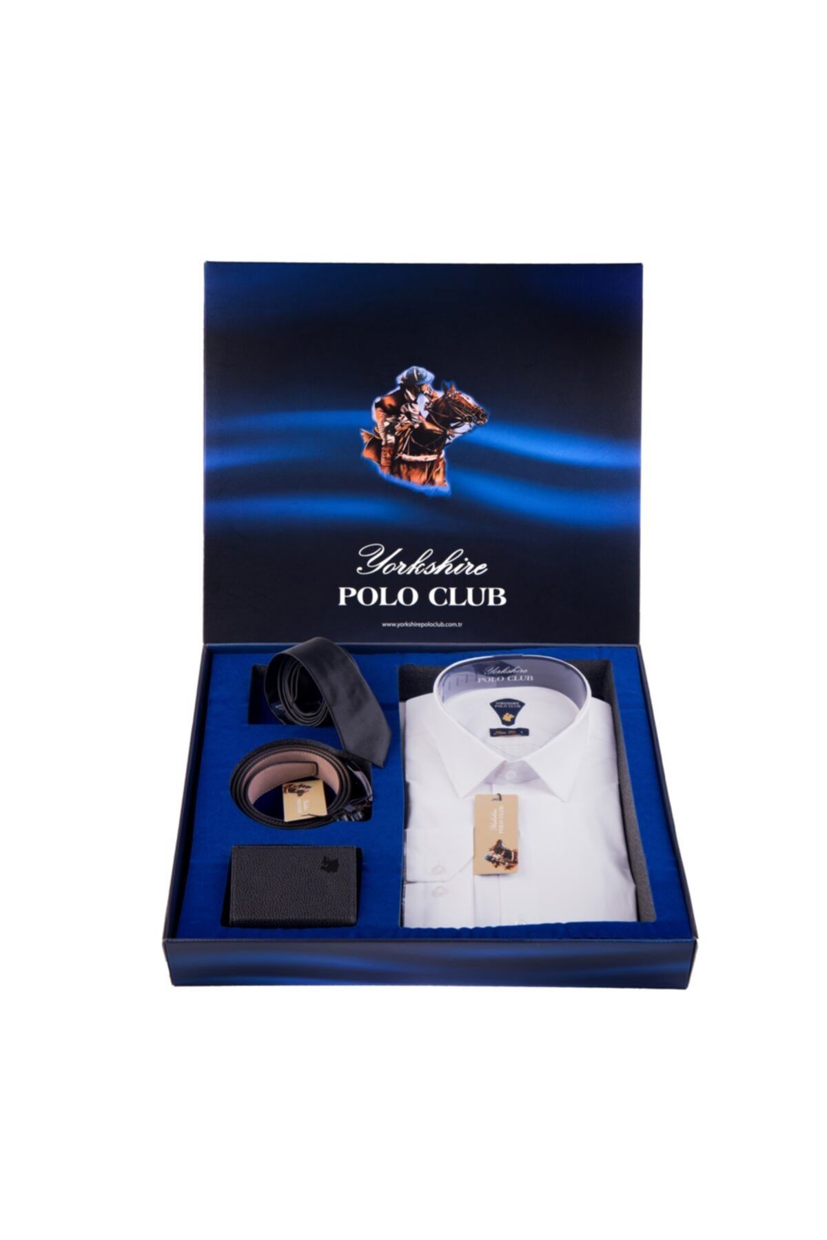 Yorkshire Polo Club Erkek 4'lü Gömlek Kravat Cüzdan Kemer Set