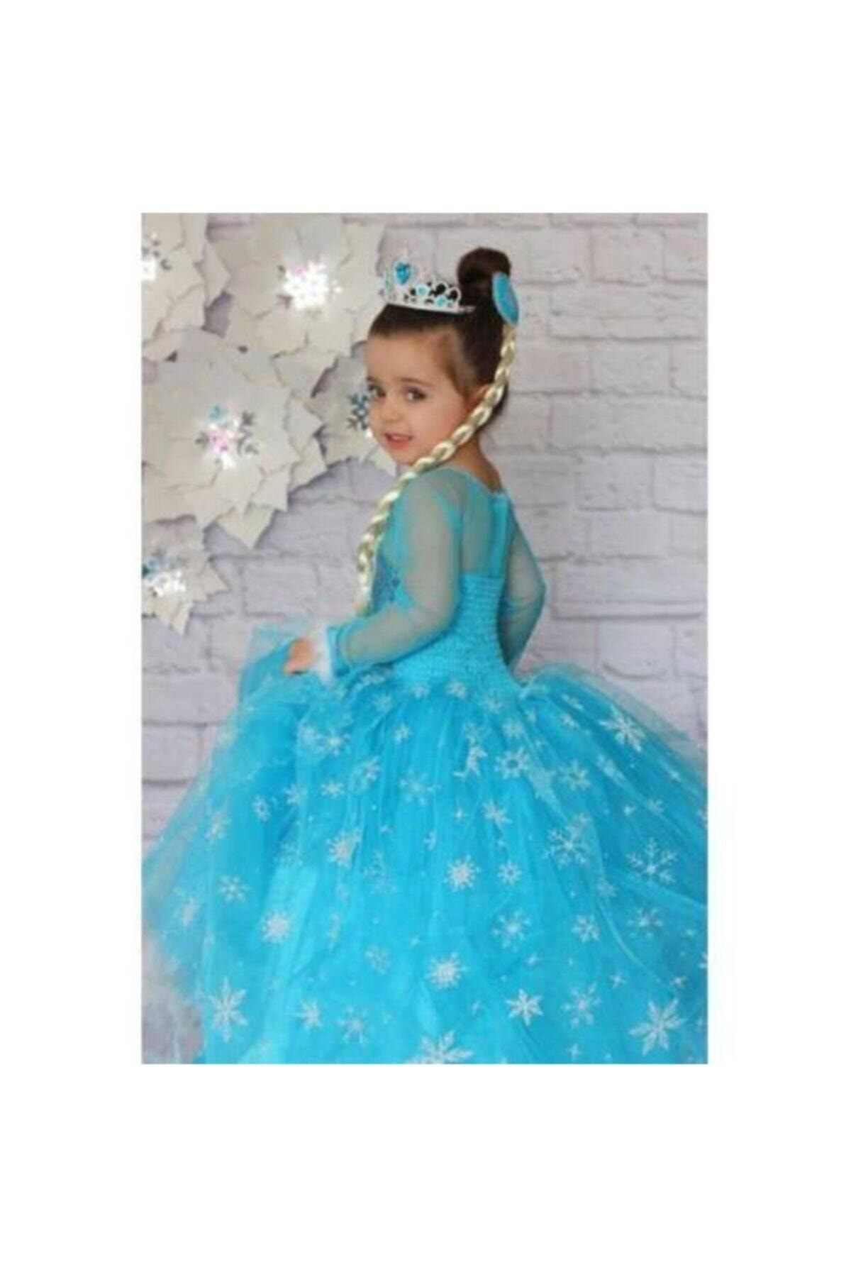 DUHATEKS Tarlatanlı Elsa Kostümü, Karlar Ülkesi Anna Kostümü, Kız Çocuk Elbisesi
