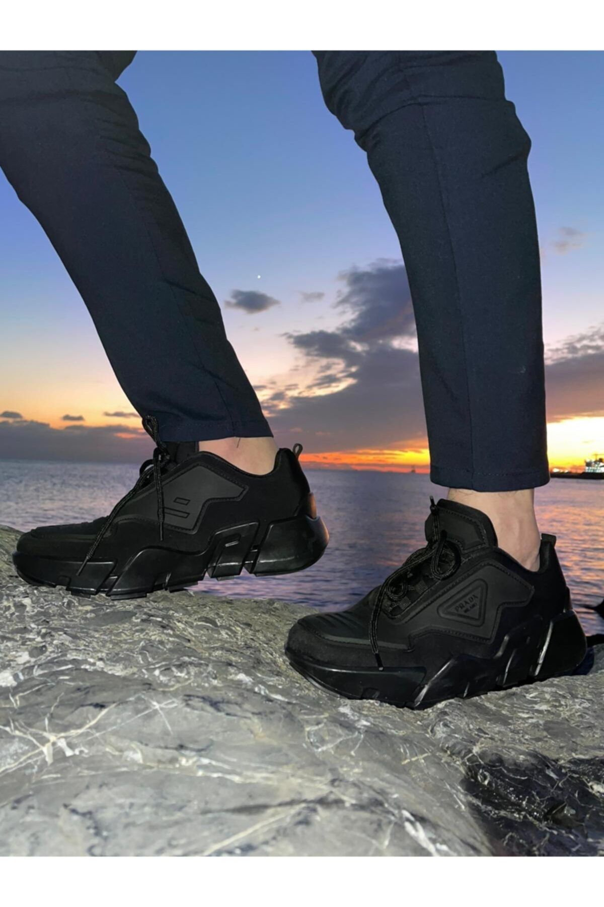 MNSTORE Prada-mılano Siyaherkek Spor Ayakkabı
