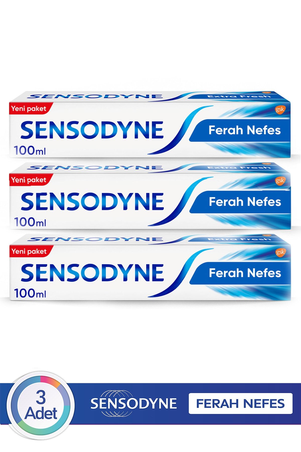 Sensodyne Ferah Nefes Diş Macunu 100ml X 3 Adet