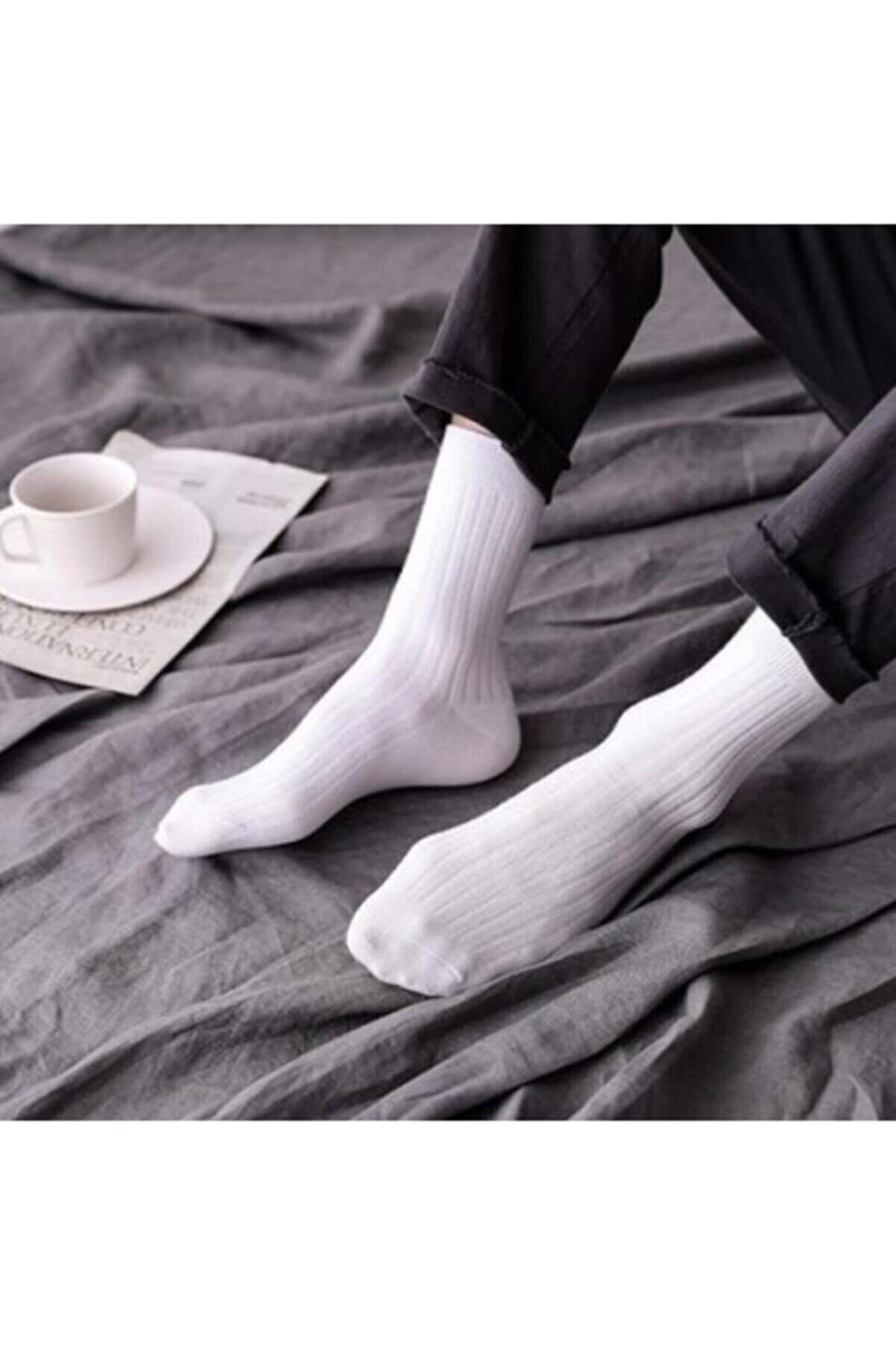 Crazy Socks Beyaz Tenis Çorap 6'lı 40/45 No