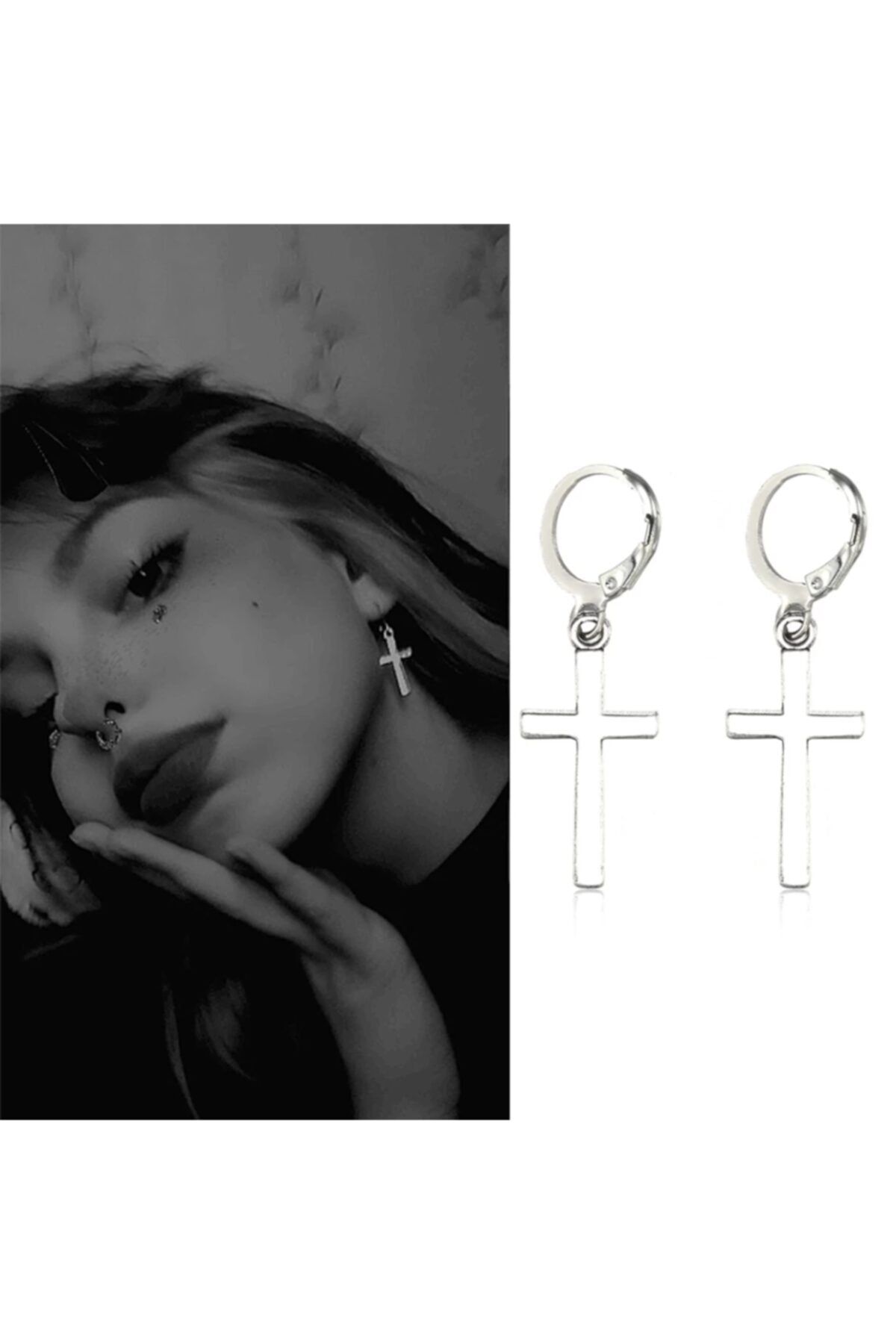 TakıConcept Gothic Punk 2 Adet Haç Küpe