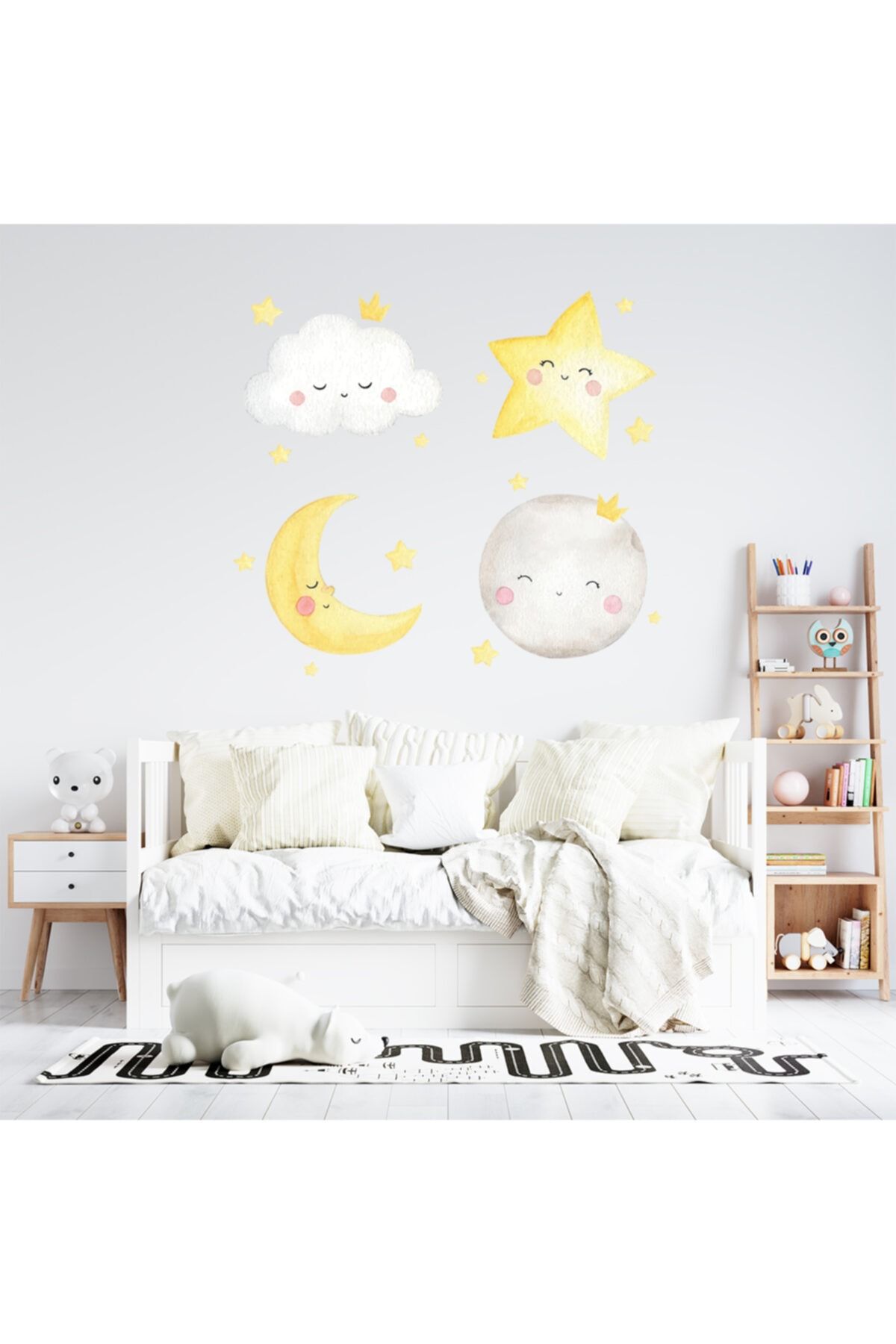 efekt reklam Mutlu Ay Yıldız Bulut Dünya Çocuk Bebek Odası Yapışkanlı Duvar Kağıdı Aksesuarlar Süsü Duvar Sticker