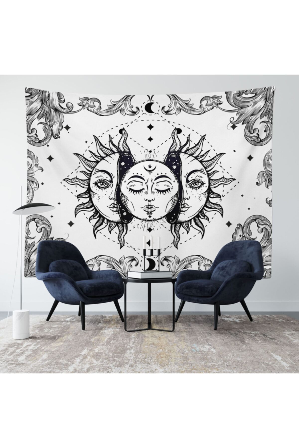 PASAJ HOME Beyaz Güneş Ve Ay Duvar Örtüsü 150x100 Cm