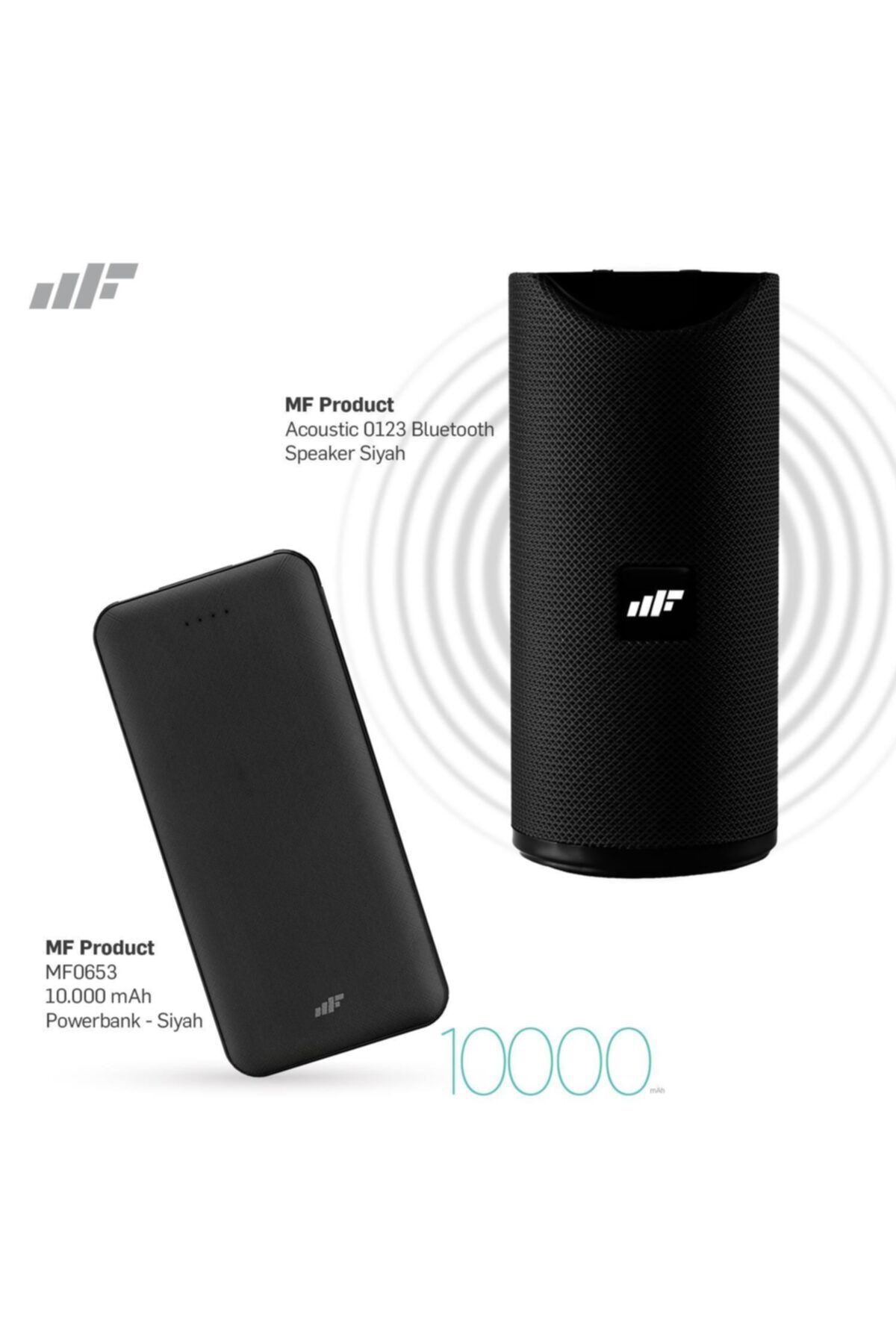 MF PRODUCT Acoustic 0123 Bluetooth Hoparlör Siyah + 0653 10000 Mah Powerbank - Siyah