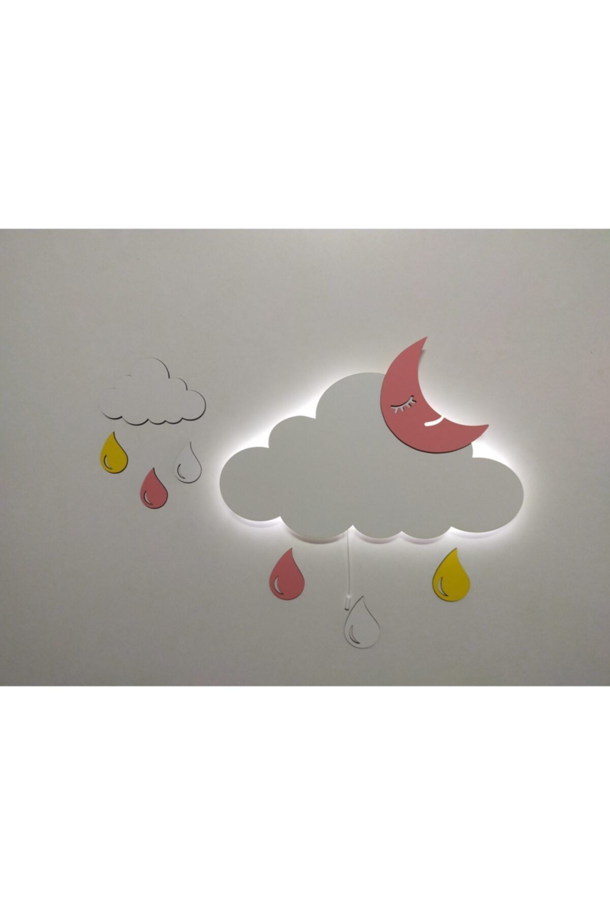 fabrikahşap Işıklı Isimli Bulut Ahşap Gece Lambası Ledli Dekoratif Aydınlatma Çocuk Odası