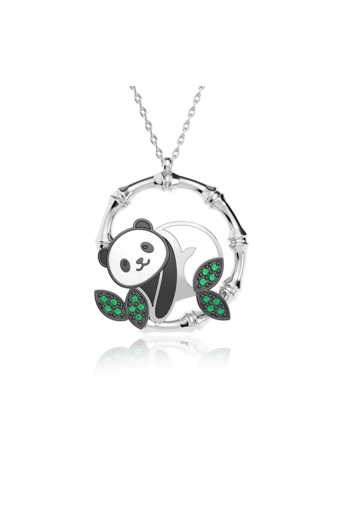 Indigo Takı Mineli Panda Gümüş Kolye