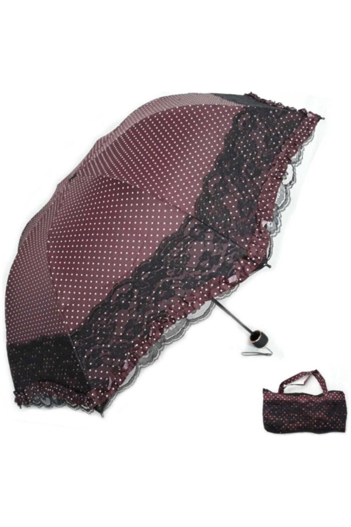 Marlux Lüx Kırılmaz Özellikli Bayan Taşıma Çantalı Şemsiye Mürdüm