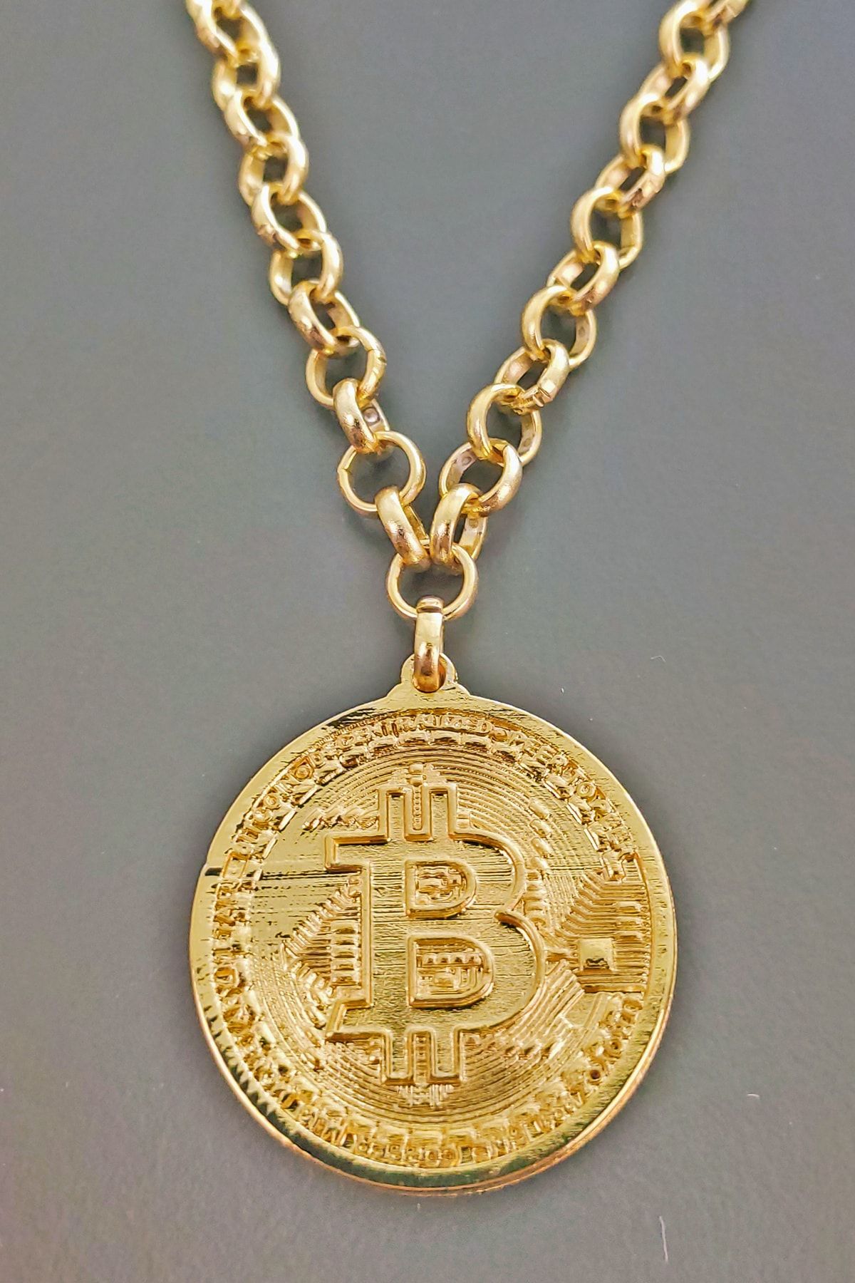 DMR Metal Bitcoin Kolye - Altın Rengi Özel Kaplamalı