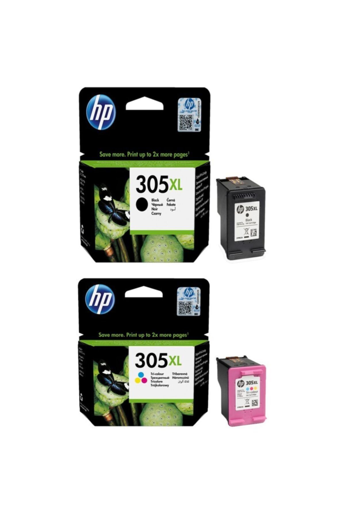 HP 305xl Orijinal Siyah Ve Renkli 2li Paket - 3ym63ae / 3ym62ae Deskjet 2320