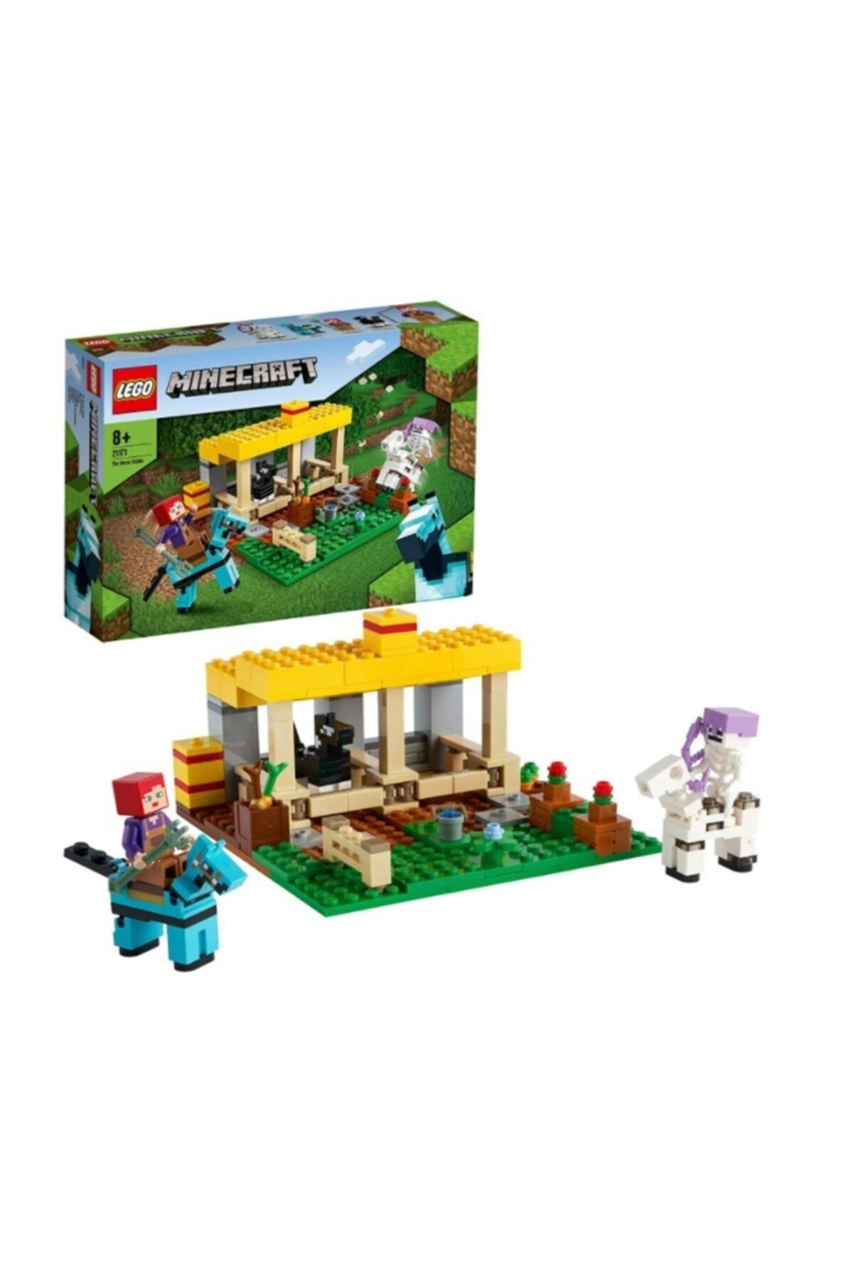 LEGO Minecraft™ At Ahırı 21171 - Minecraft Çiftlik Oyuncağı, İskelet Süvari içeren Yapım Seti (241 Parça)
