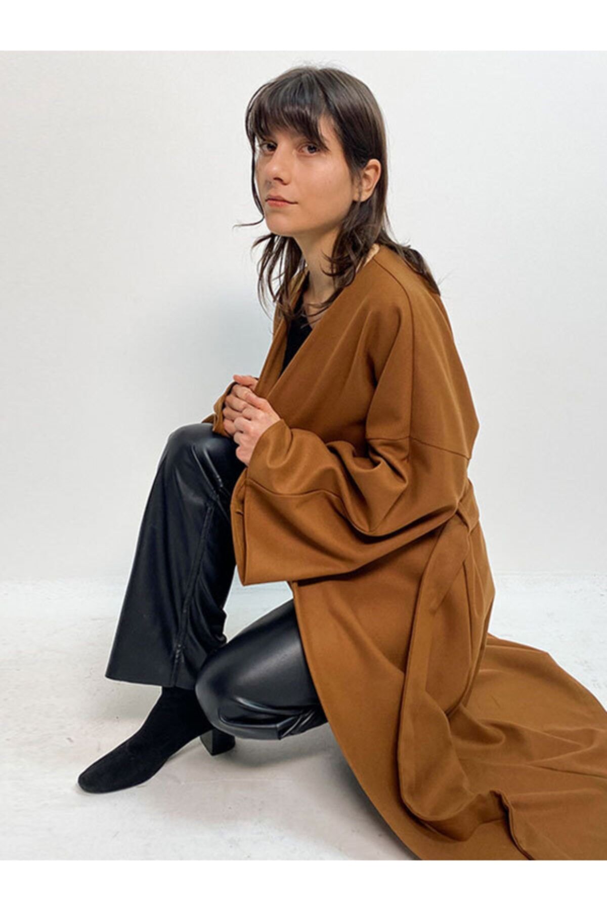 Atelier Vor Sif Kahverengi Yün Kimono Ceket