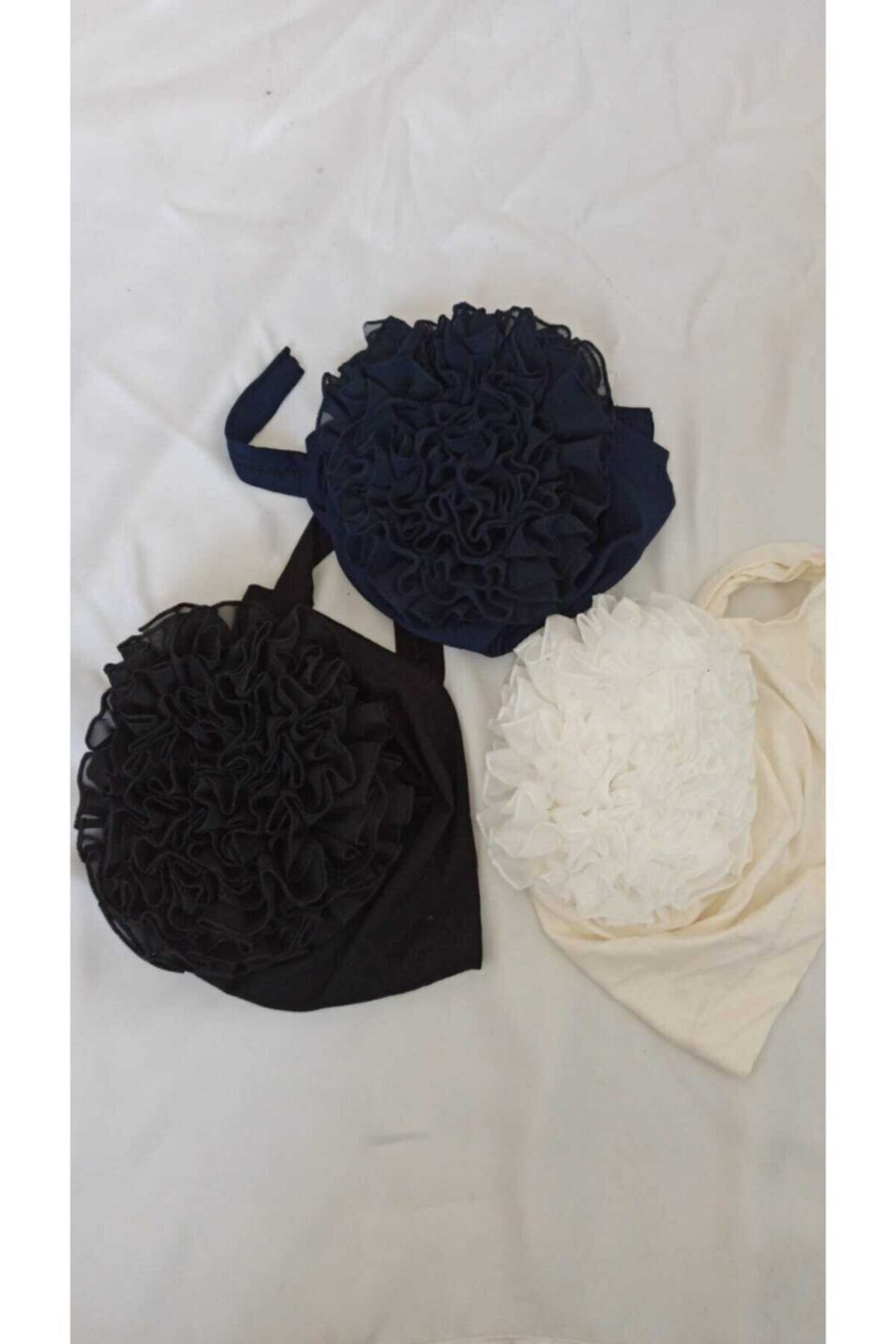 ALLURİNG Fırfırlı Topuzlu Kaymayan Bone 3 Lü Set