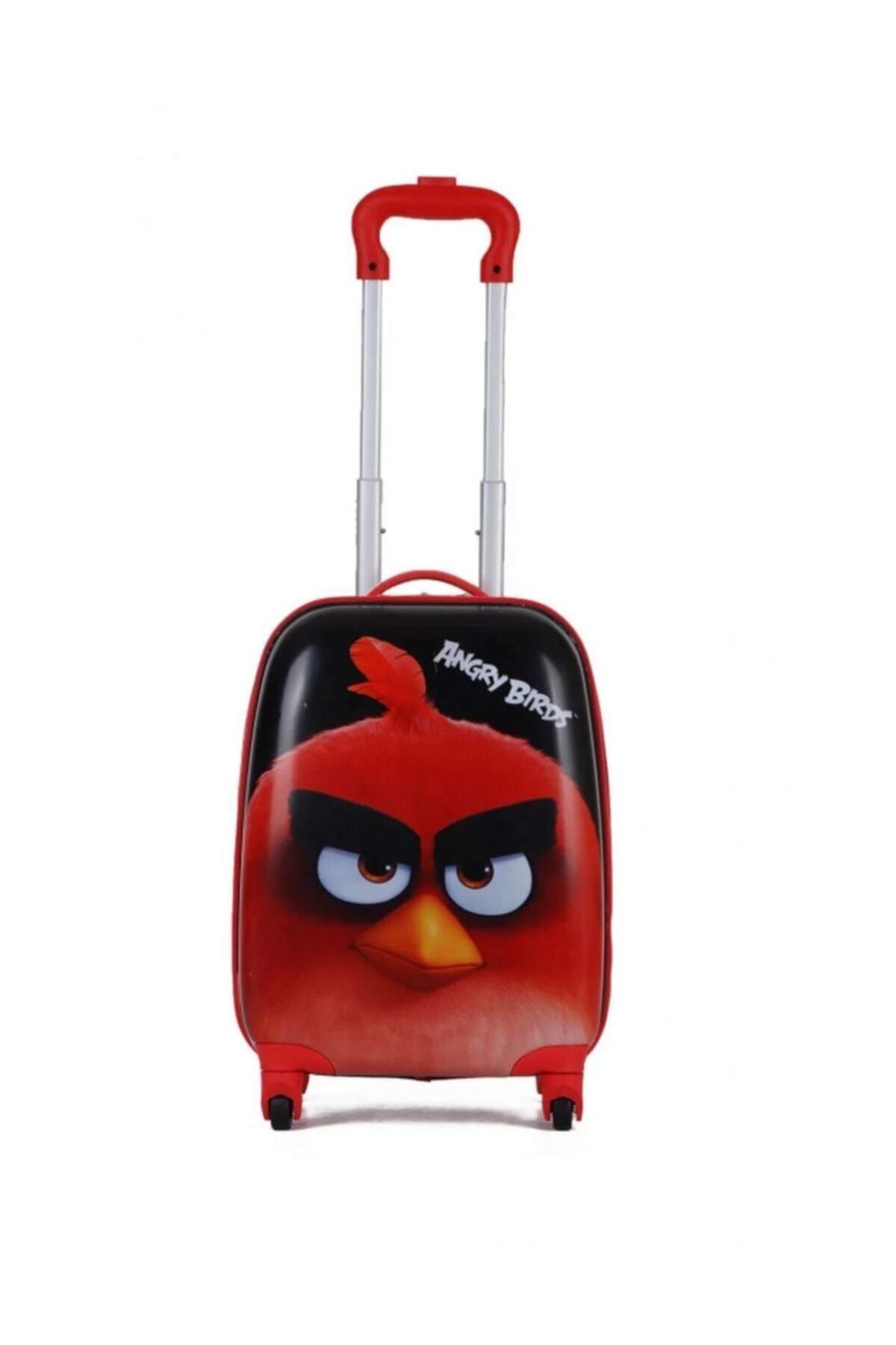 Hakan Çanta Angry Birds Lisanslı 4 Tekerli Ve Çekçekli Çocuk Valizi Siyah Kırmızı