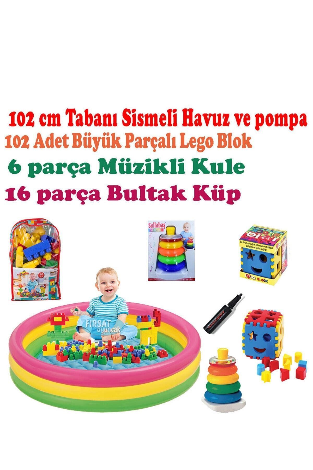 Bestway Çocuk Oyun Havuzu Top Havuzu Seti 102x25 Tabanı Şişmeli Havuz 102 Adet Lego Müzikli Kule Pompa