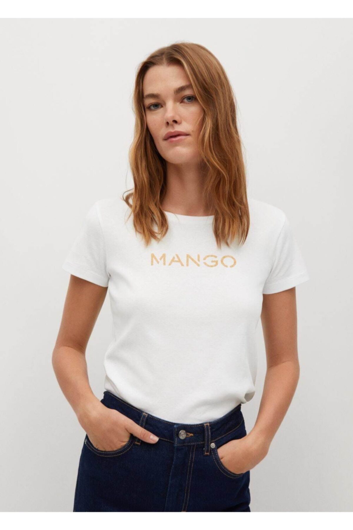 MANGO Logolu Kısa Kollu Tişört