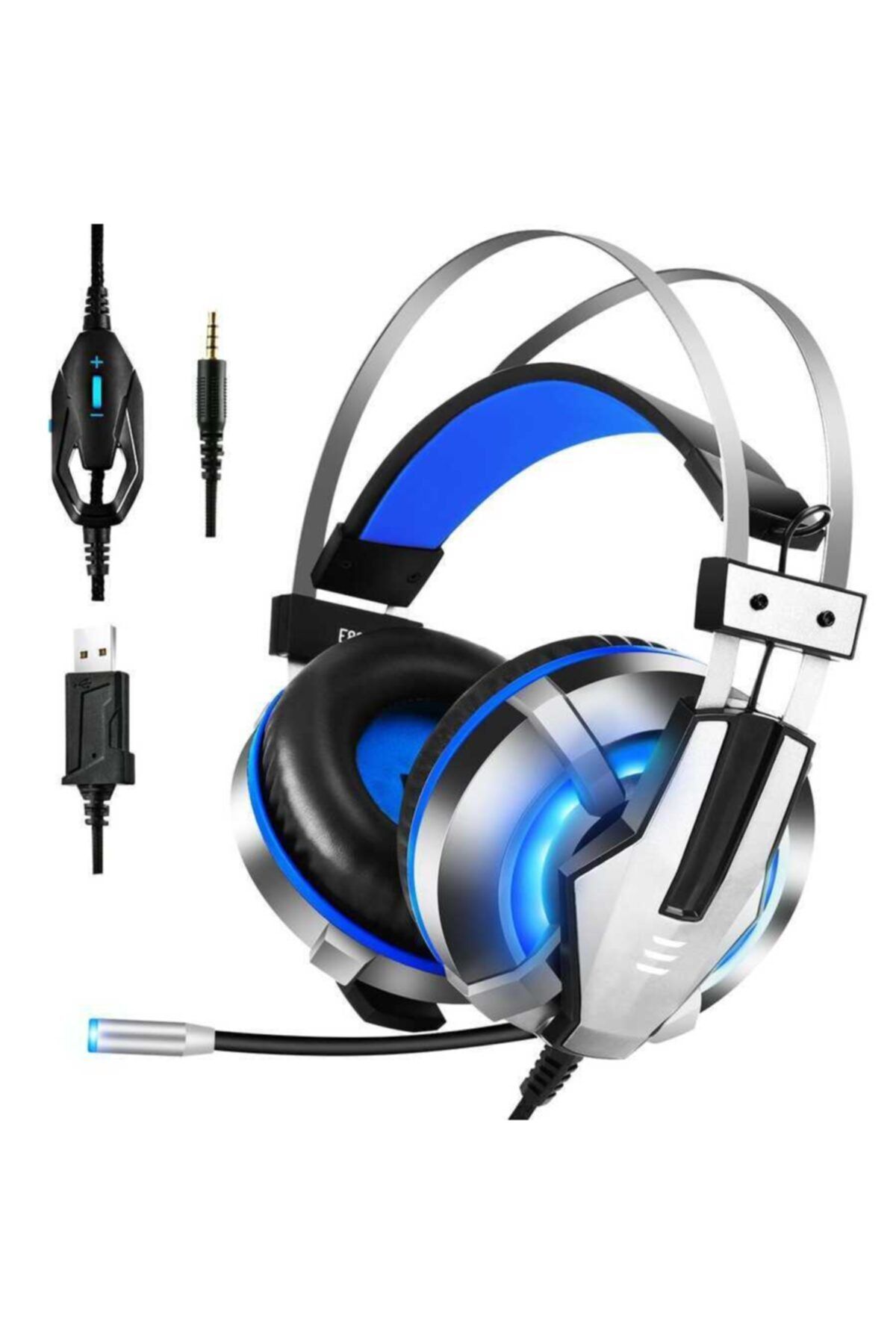 Genel Markalar E800 Gaming Kulaklık Oyuncu Kulaklığı Led Işıklı 3.5 Mm & Çıkarılabilir Mikrofon