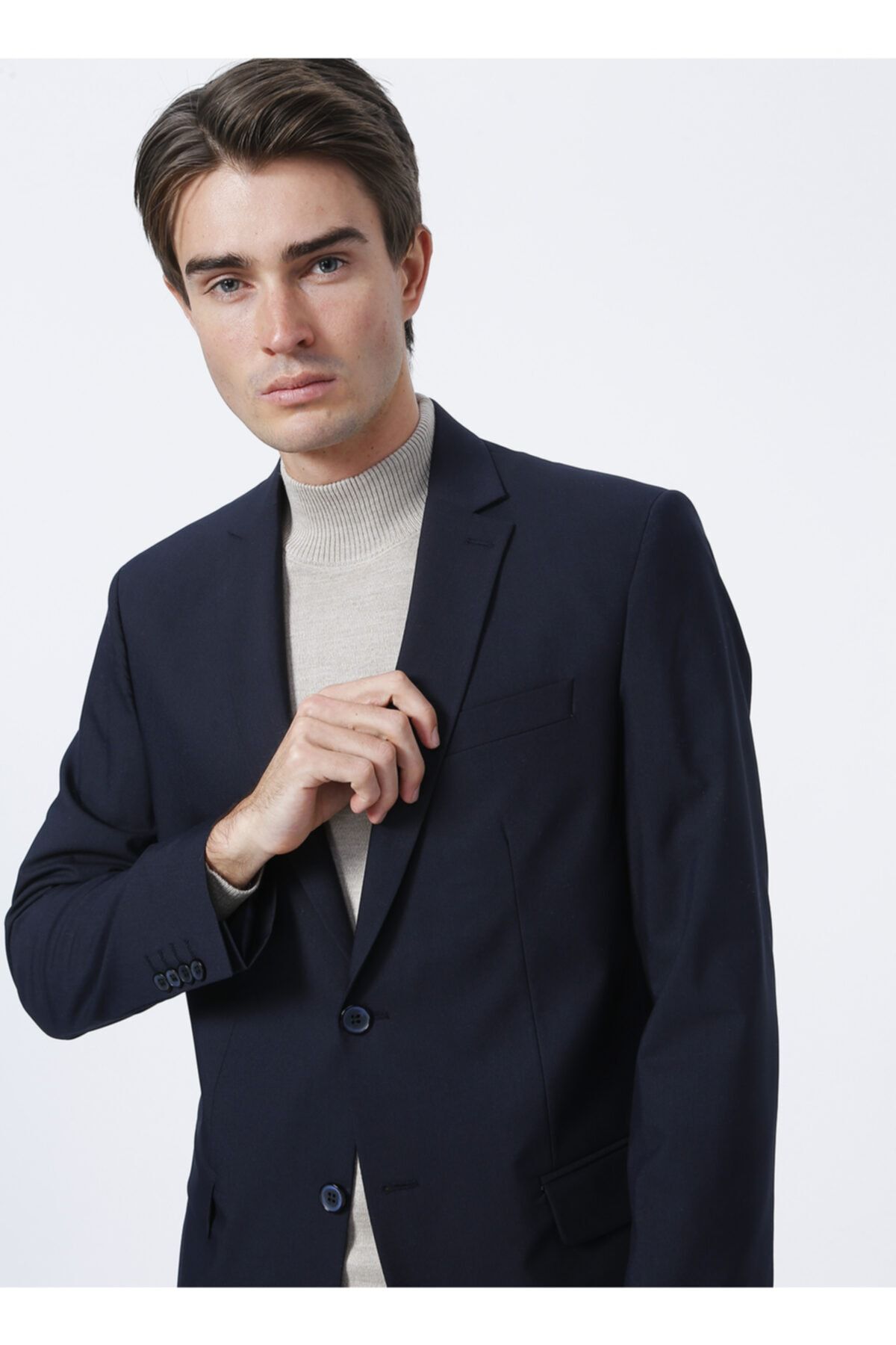 Fabrika Comfort Ceket Yaka Regular Fit Düz Lacivert Erkek Takım Elbise