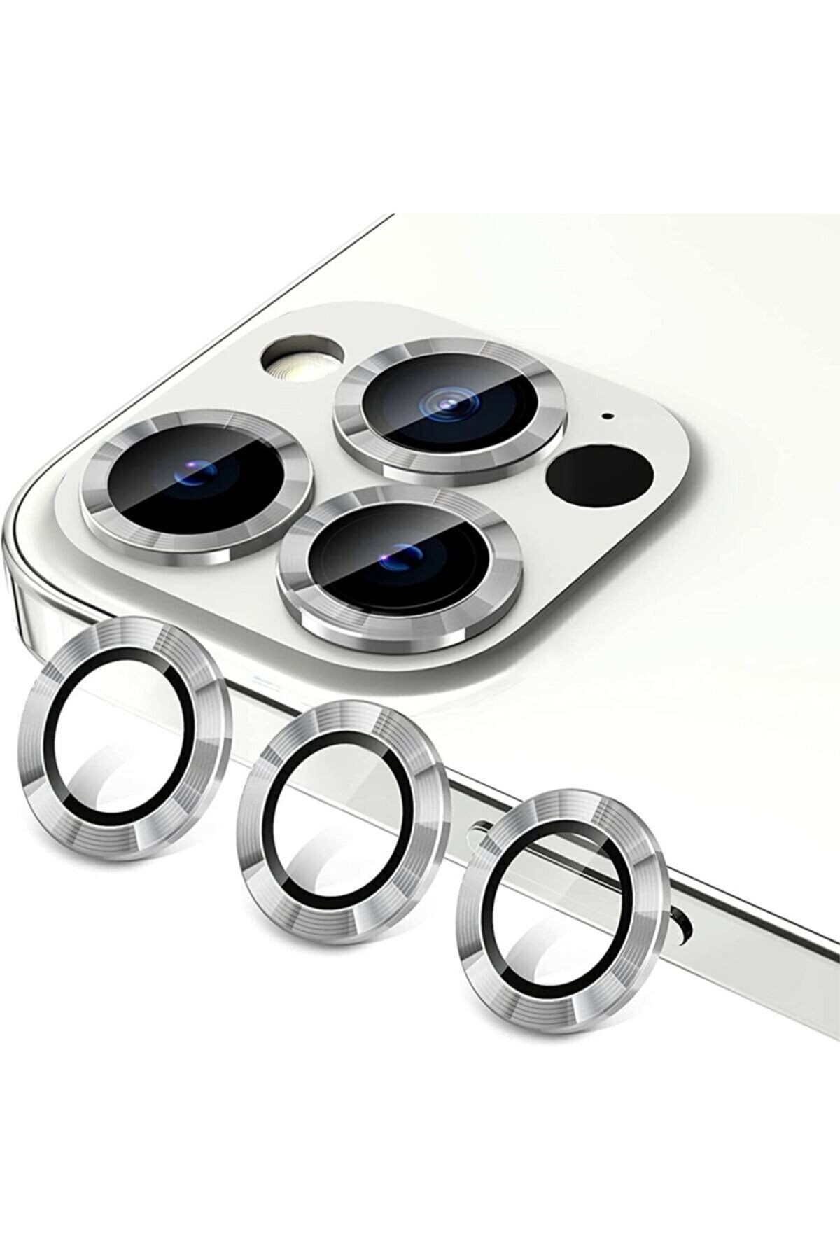 KVK PRİVACY Iphone 13 Pro Max Kamera Lens Koruyucu Mercek Lens 13 Pro Uyumlu Gümüş
