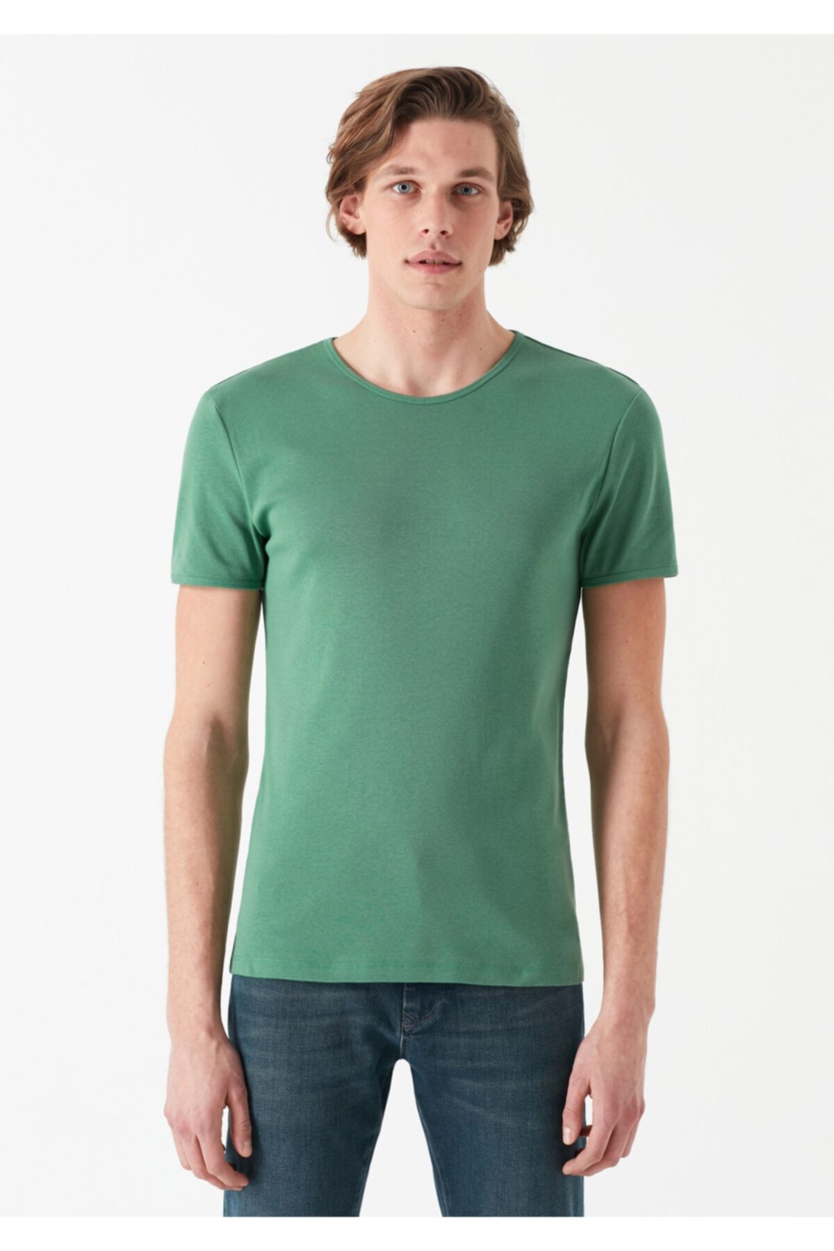 Mavi Yeşil Basic Tişört