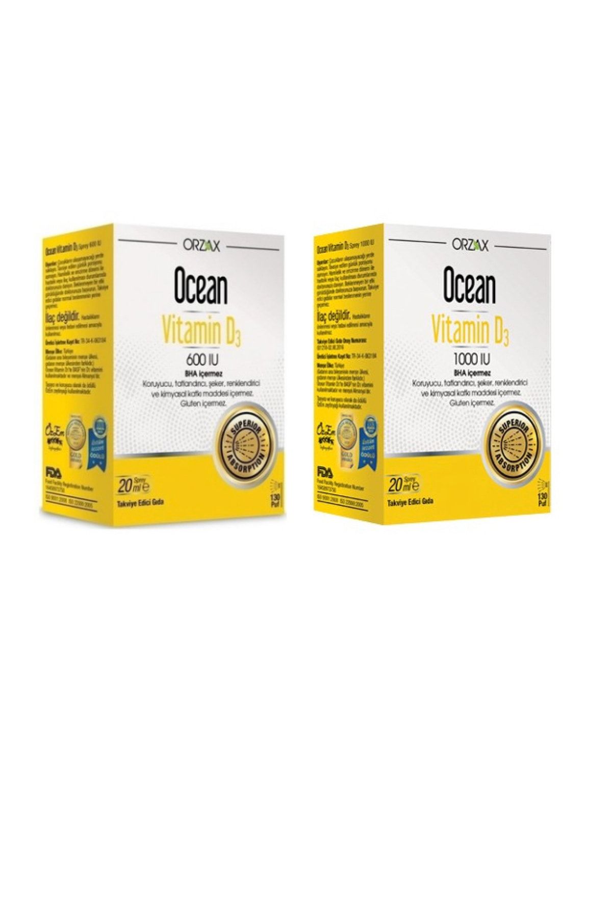 Ocean Kemiklerin Ve Dişlerin Korunmasına Yardımcı D3 Vitamini Sprey 20 Ml+vitamin D3 1000 Iu Sprey 20 Ml