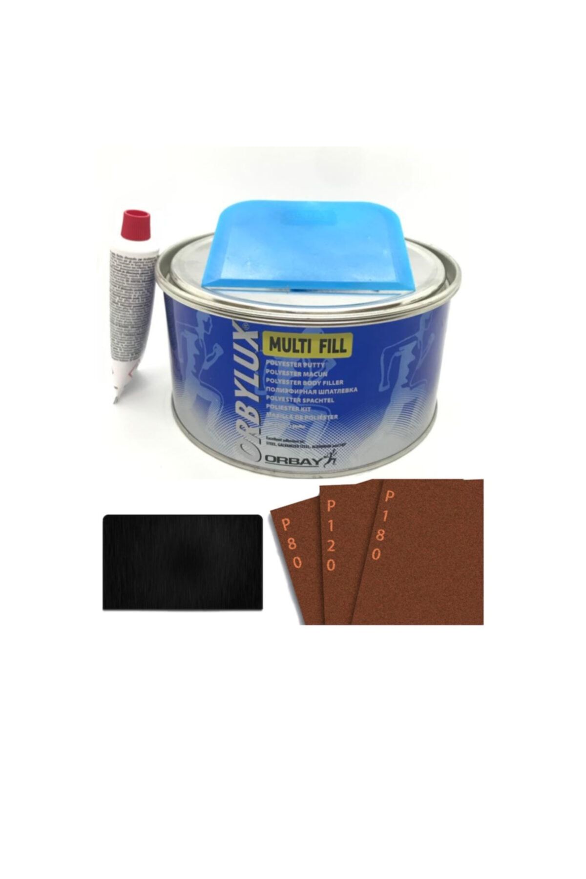 Orbay Polyester Çelik Macun 1800 gr Set+3 Adet Zımpara Ve 1 Adet Macun Çeliği.