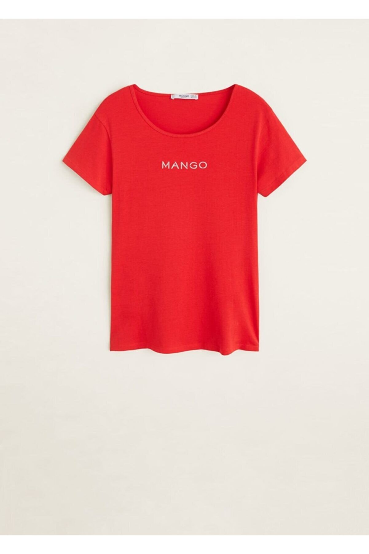 MANGO Kadın Kırmızı Logo İşlemeli Tişört 53030653