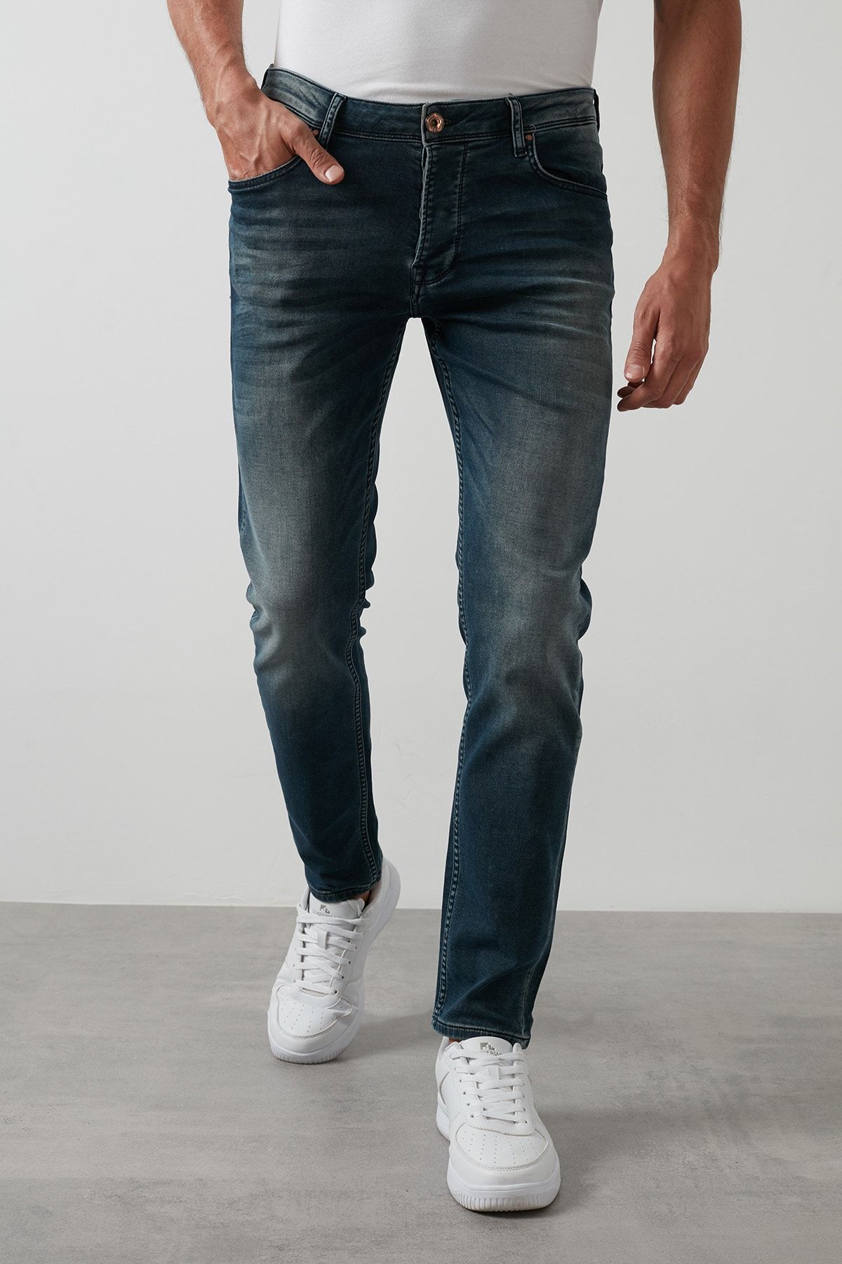 Buratti Erkek Lacivert Normal Bel Dar Paça Skinny Jeans Pamuklu Kot Pantolon 7291H884BARTEZ