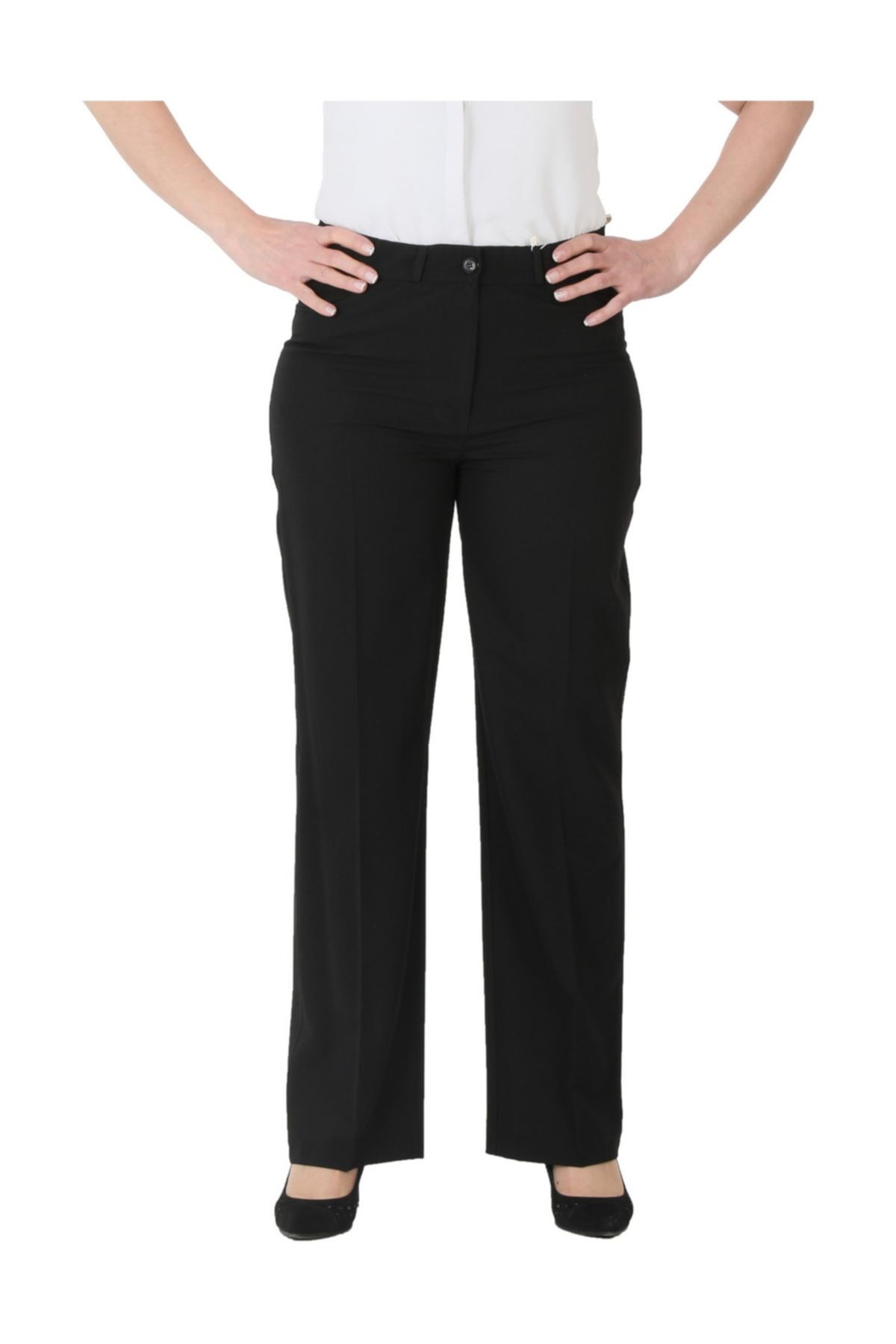 Rmg Kadın Siyah Kumaş Normal Bel Düz Paça Pantolon Nvr1156