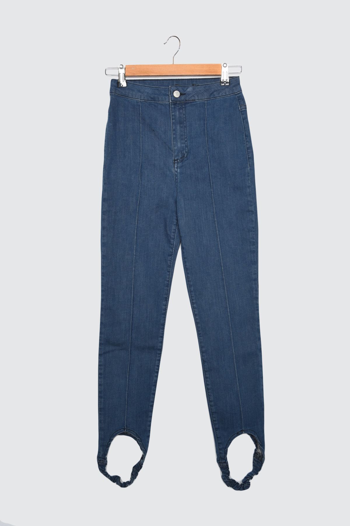 TRENDYOLMİLLA Lacivert Paça Lastikli Yüksek Bel Skinny Jeans TWOAW21JE0545