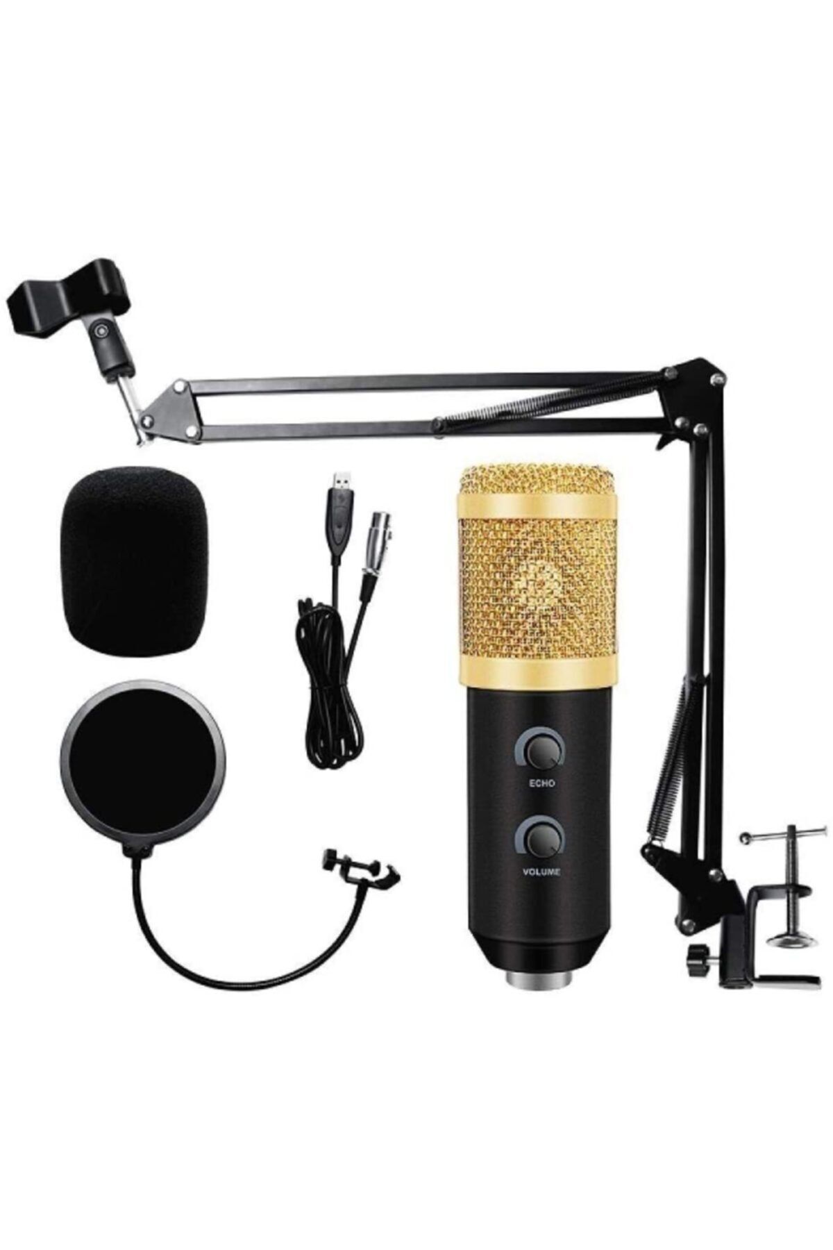 dj plus Youtuber Profosyonel Consender Mikrofon Bm-800u Shock Mount + Stand +pop Filtre